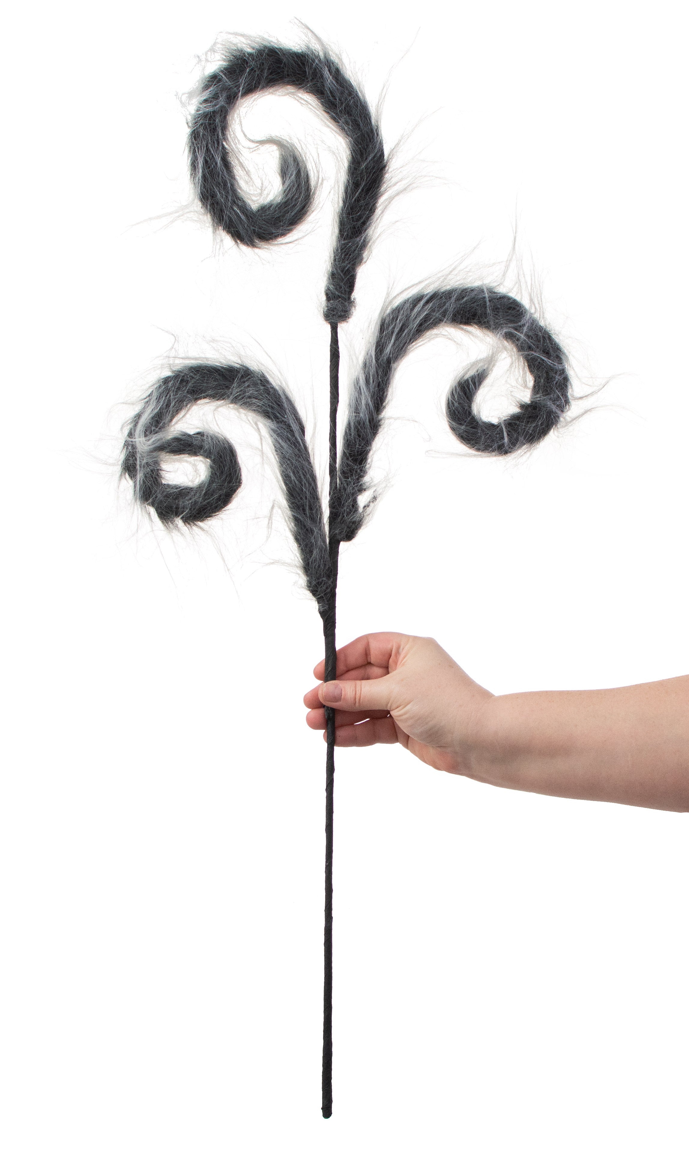 30" Furry Spiral Curly Spray: Black & White detail photo 3