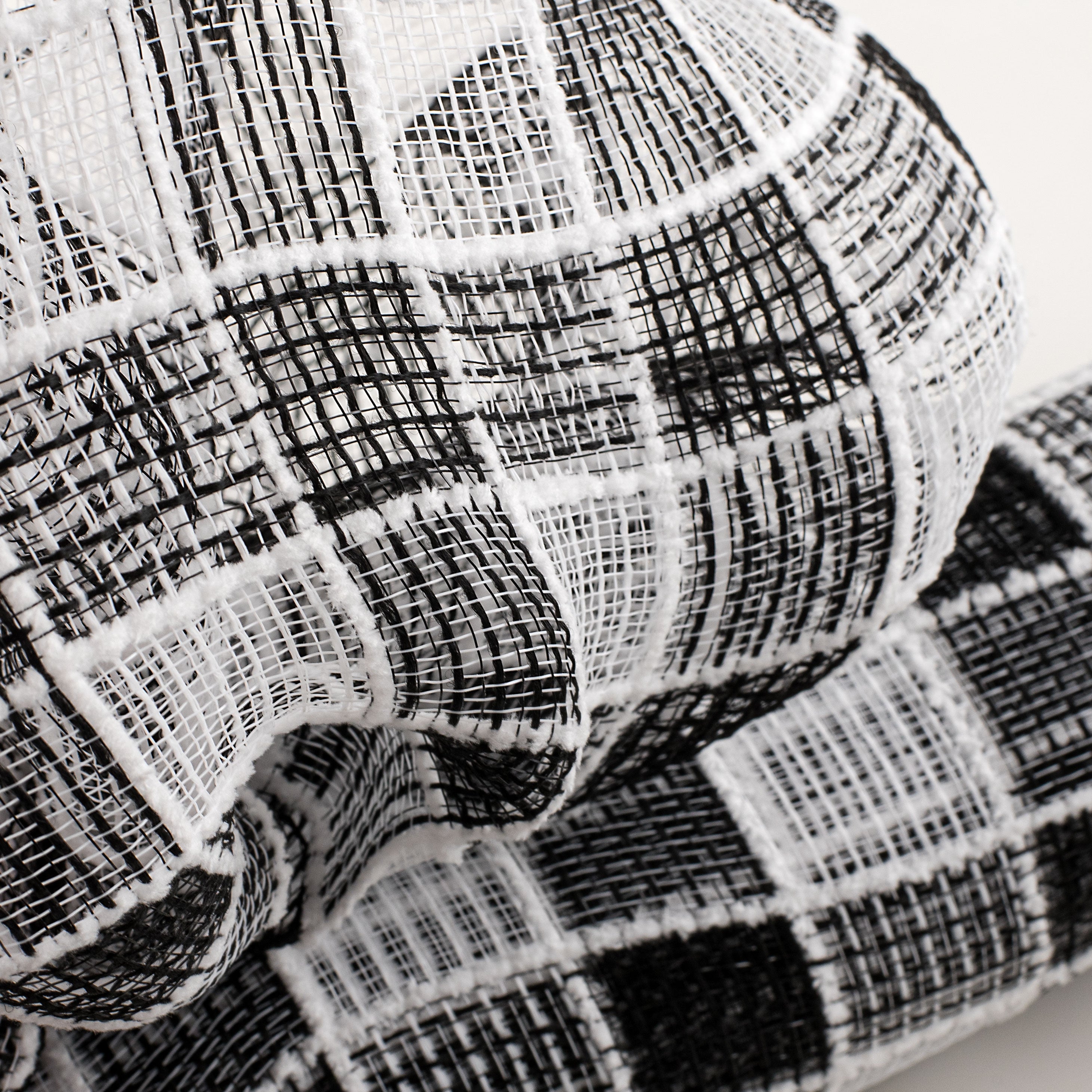 21" Fuzz Snow Check Mesh: Black & White Lifestyle Photo