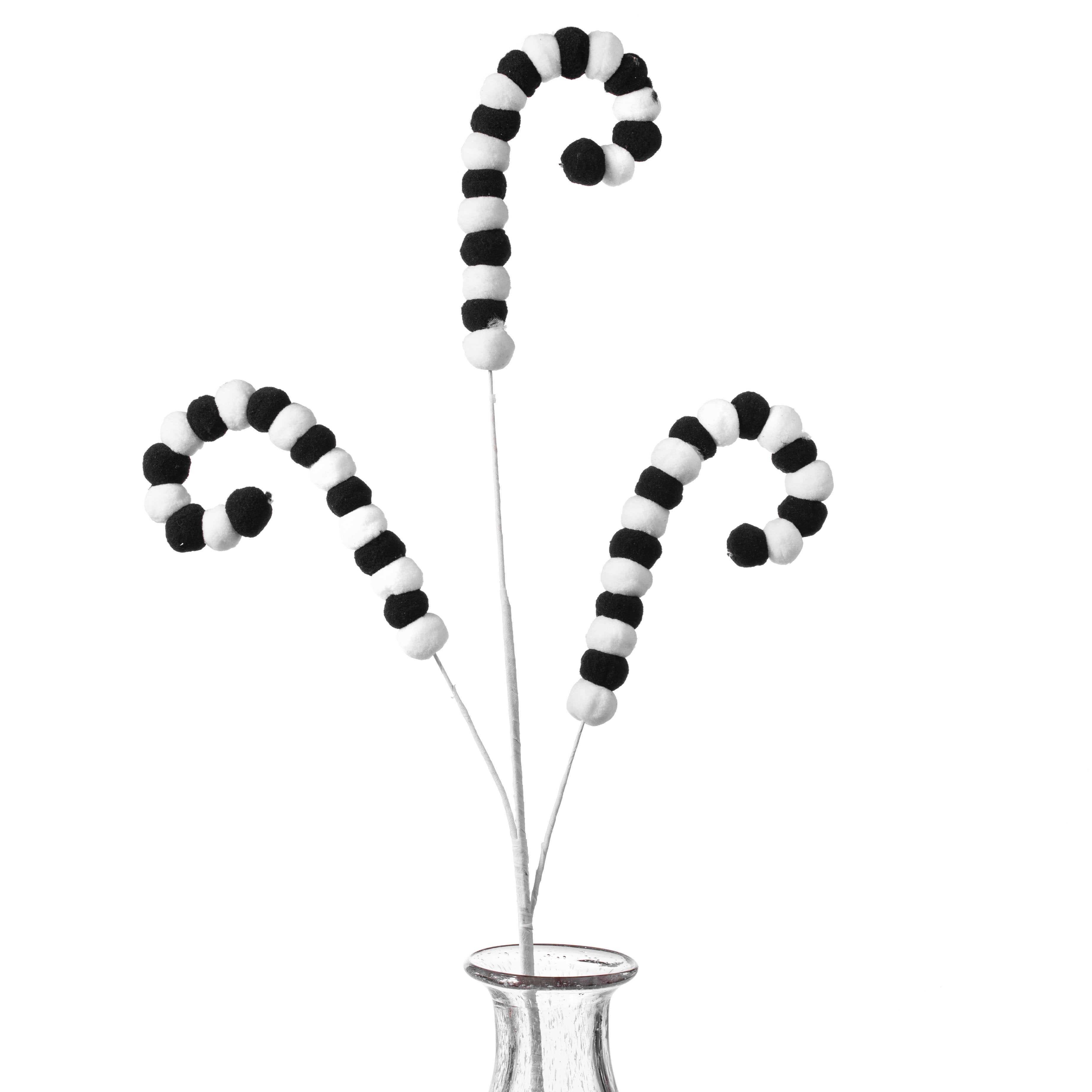 28" Fuzzy Ball Spray: Black & White Item Number: 62298SP28