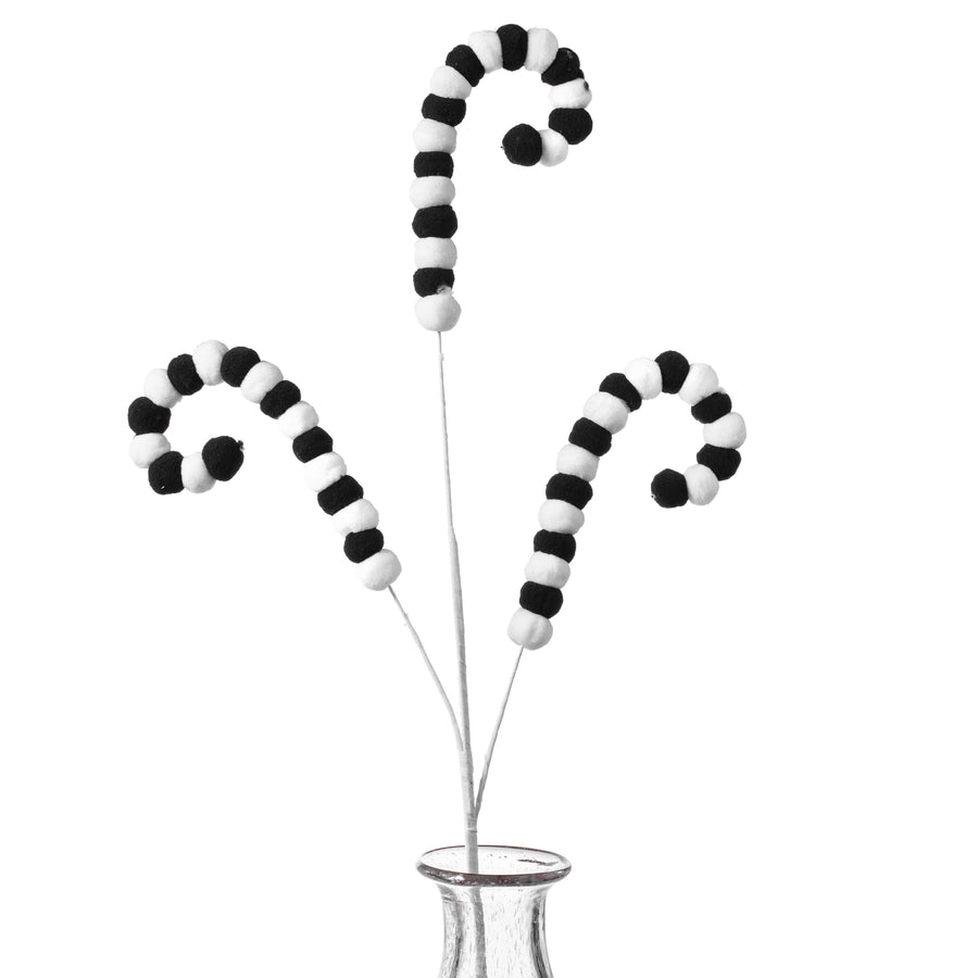 28" Fuzzy Ball Spray: Black & White Item Number: 62298SP28