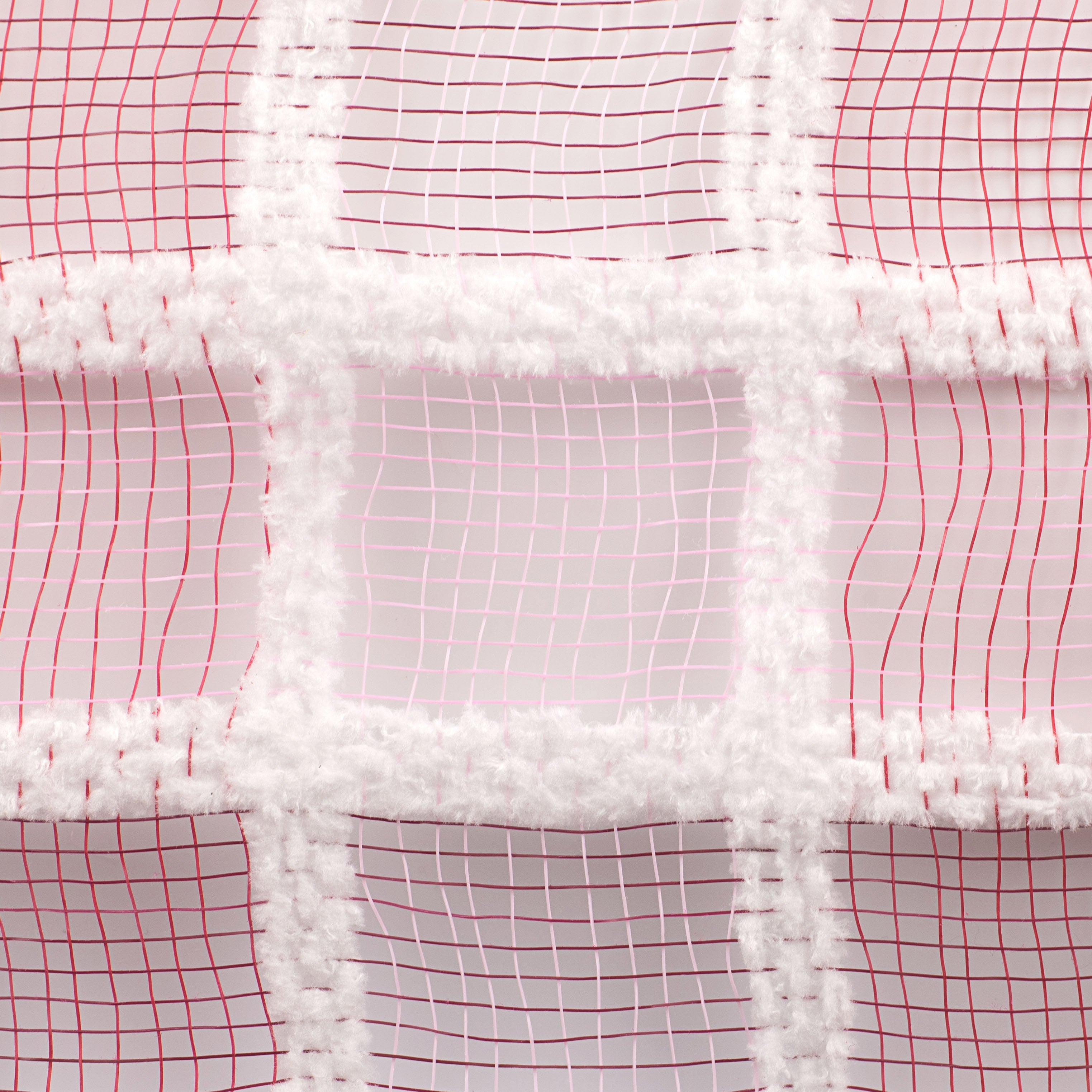 10" Fuzzy Check Mesh: Red, Pink & White detail photo 3
