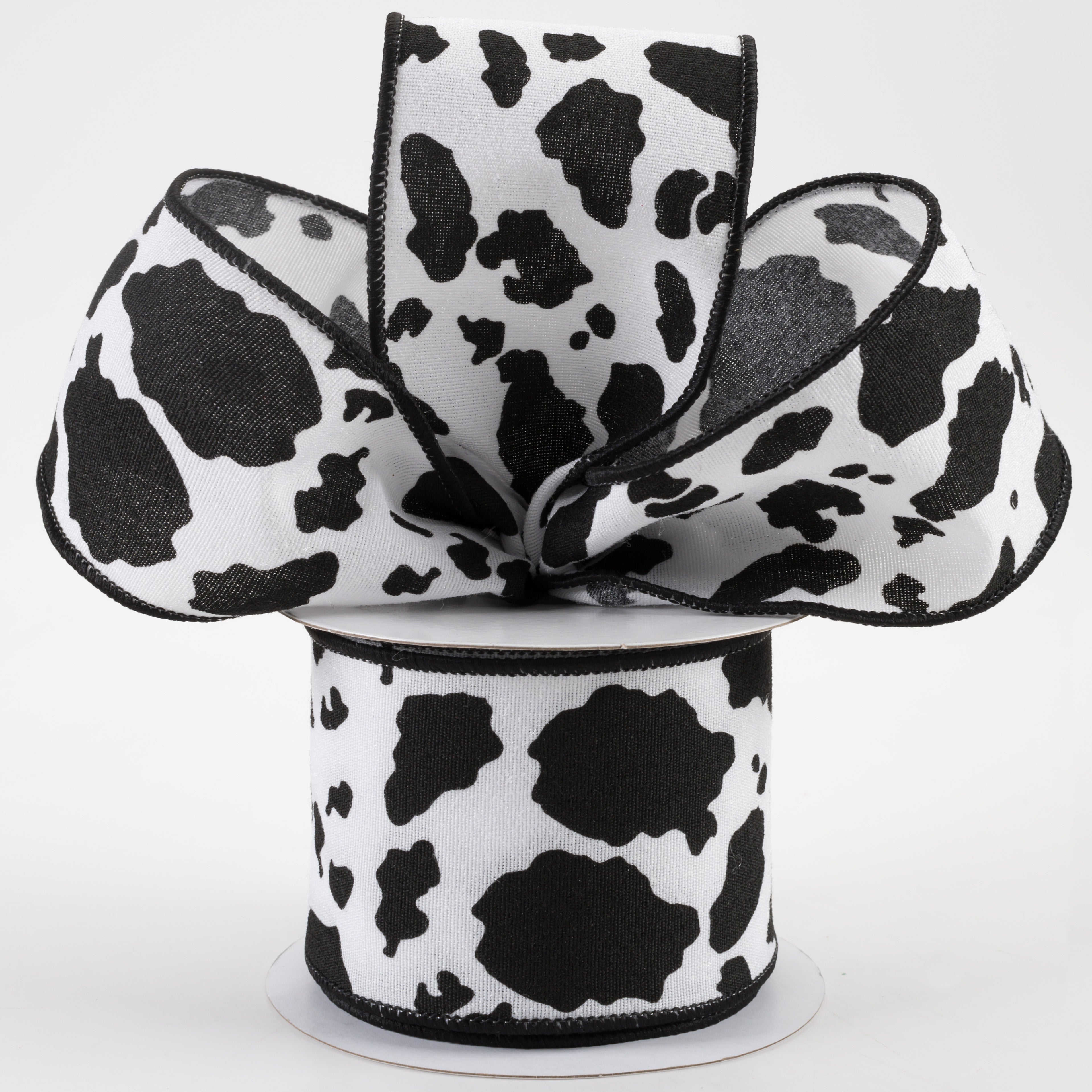 2.5" Fuzzy Cow Print Ribbon: White & Black (10 Yards) Lifestyle Photo