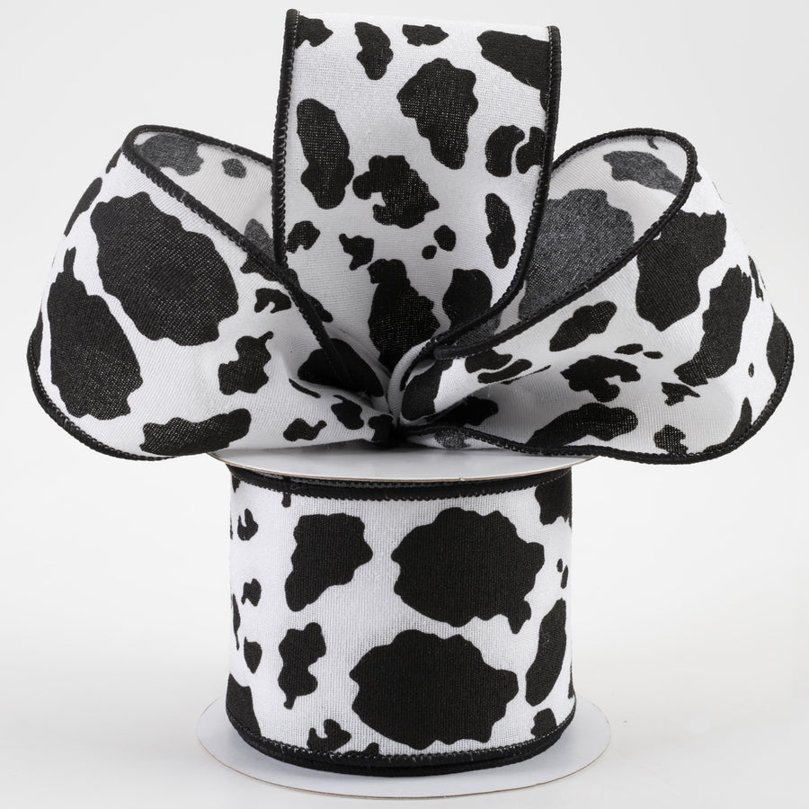 2.5" Fuzzy Cow Print Ribbon: White & Black (10 Yards) Lifestyle Photo