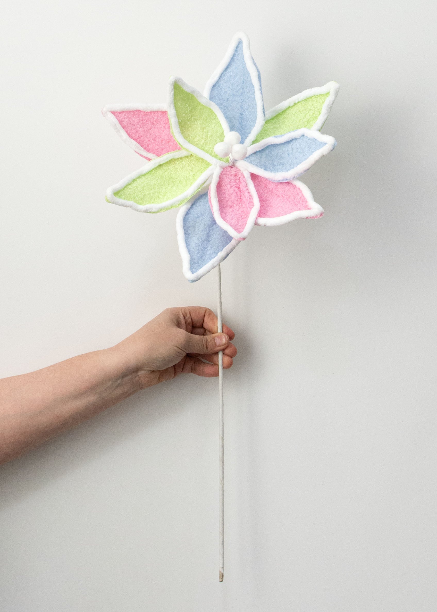 12" x 25" Fuzzy Fabric Poinsettia Pick: Pastel Multicolor detail photo 3