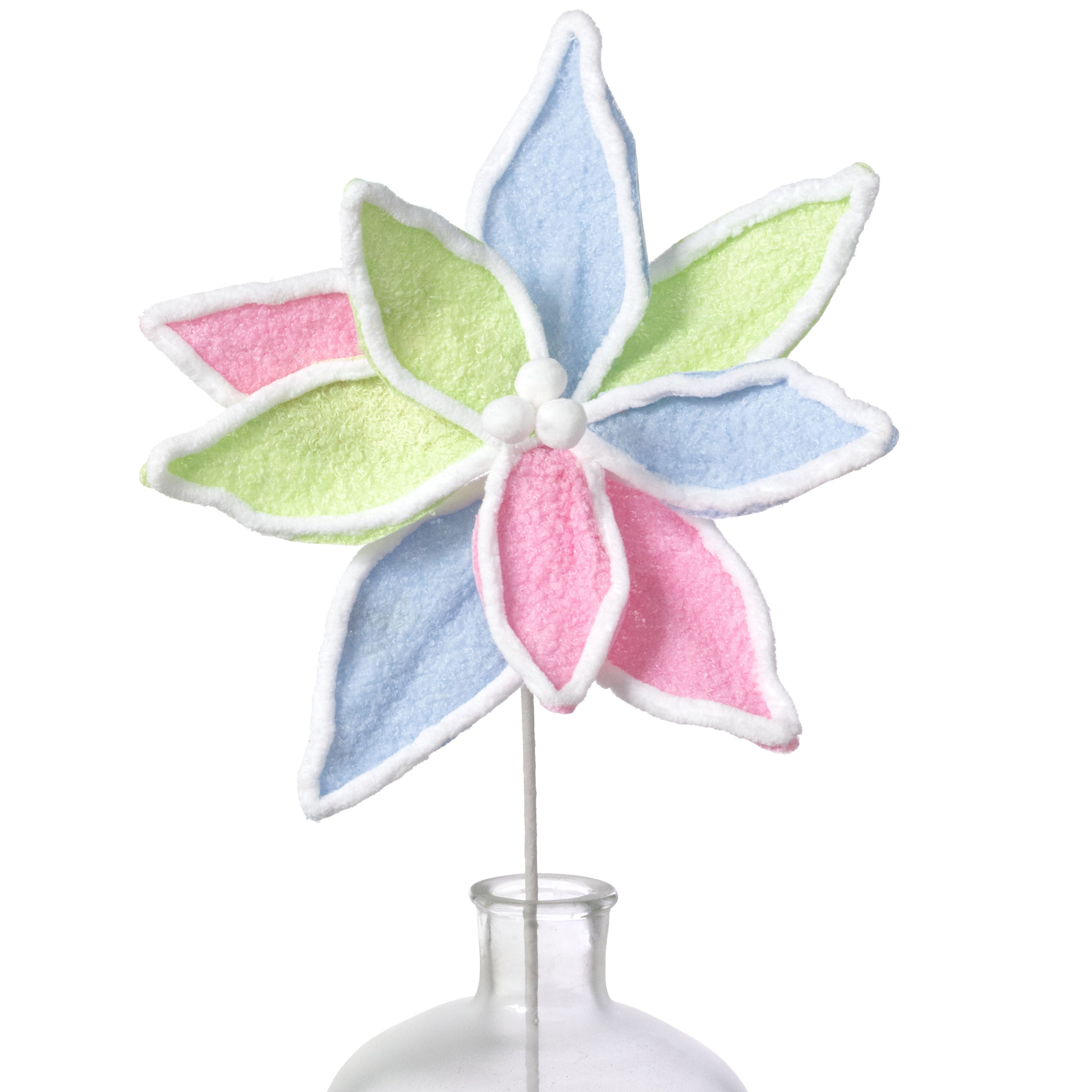 12" x 25" Fuzzy Fabric Poinsettia Pick: Pastel Multicolor Item Number: 234202