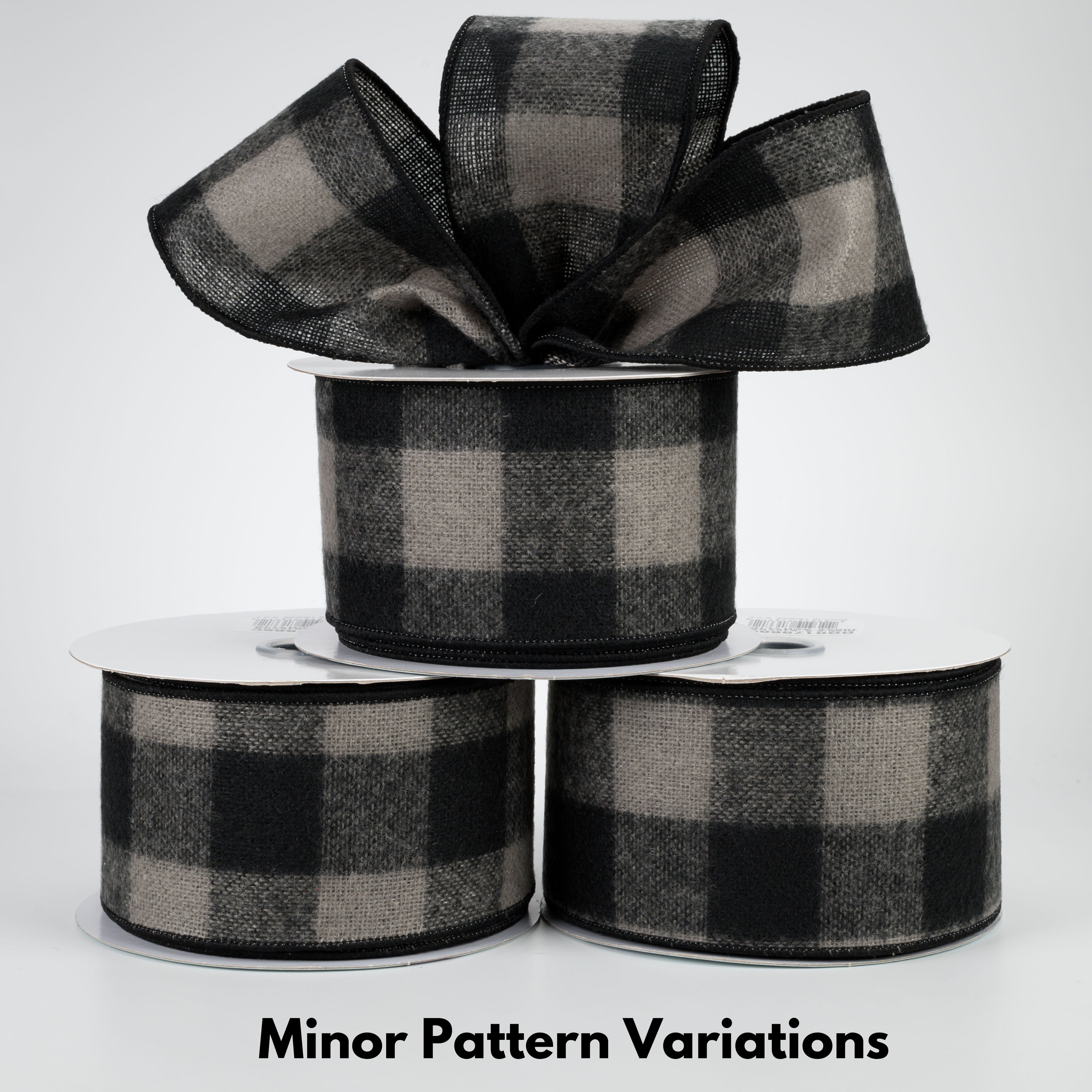 2.5" Fuzzy Flannel Check Ribbon: Black & Grey (10 Yards) Lifestyle Photo