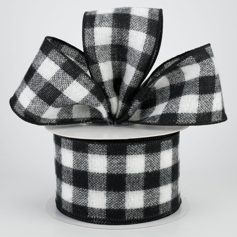 2.5" Fuzzy Flannel Check Ribbon: Black & White (10 Yards) Lifestyle Photo