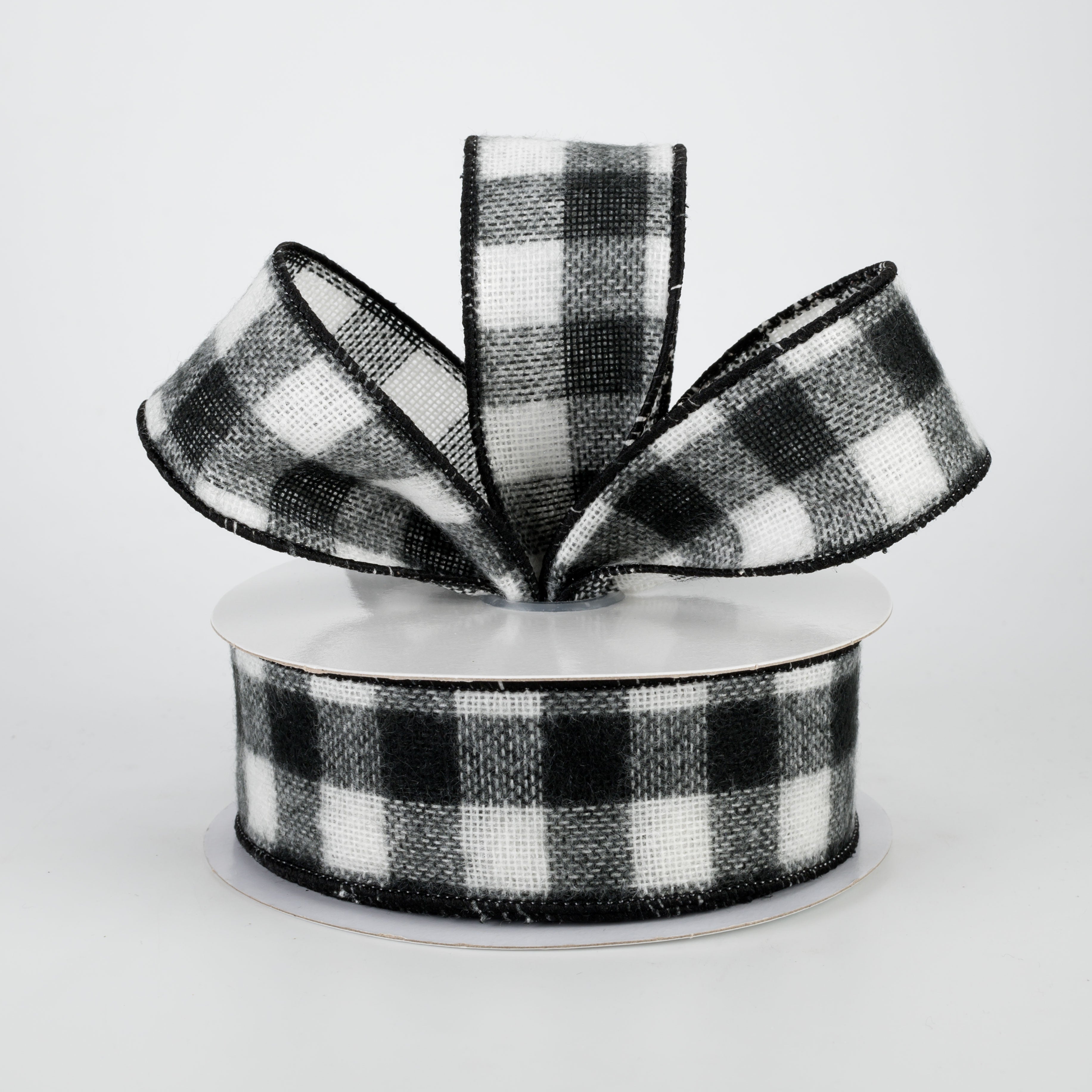 1.5" Fuzzy Flannel Check Ribbon: Black & White (10 Yards) Lifestyle Photo