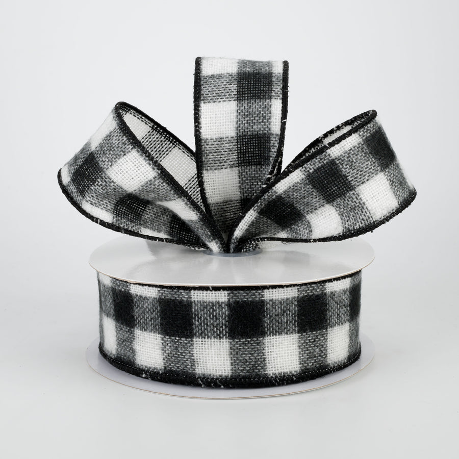 1.5" Fuzzy Flannel Check Ribbon: Black & White (10 Yards) Lifestyle Photo