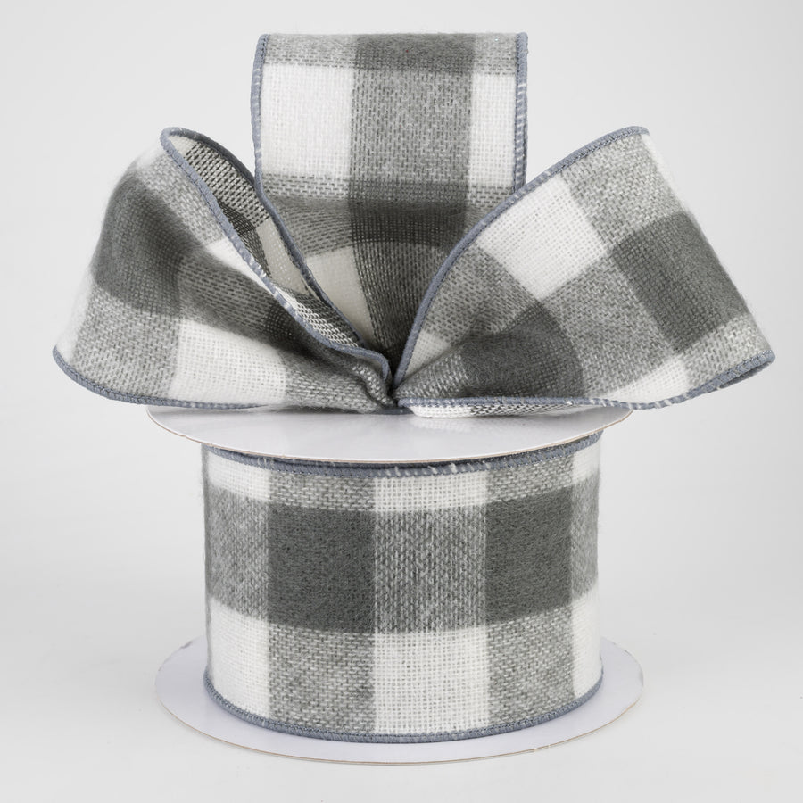 2.5" Fuzzy Flannel Check Ribbon: Grey & White (10 Yards) Lifestyle Photo