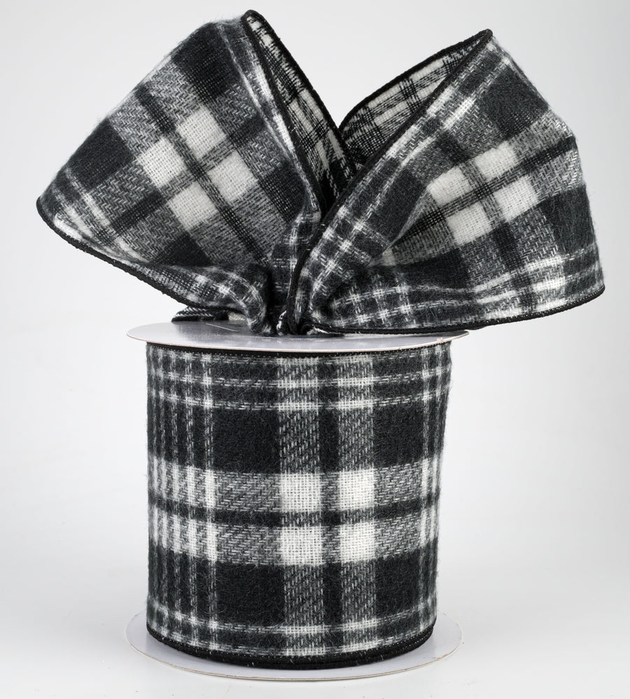 4" Fuzzy Flannel Plaid Ribbon: Black (10 Yards) Lifestyle Photo