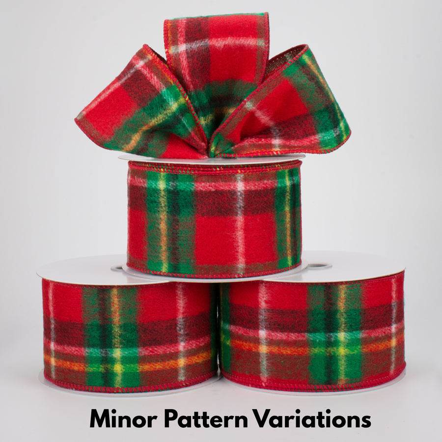 2.5" Fuzzy Flannel Plaid Ribbon: Christmas Tartan (10 Yards) Lifestyle Photo