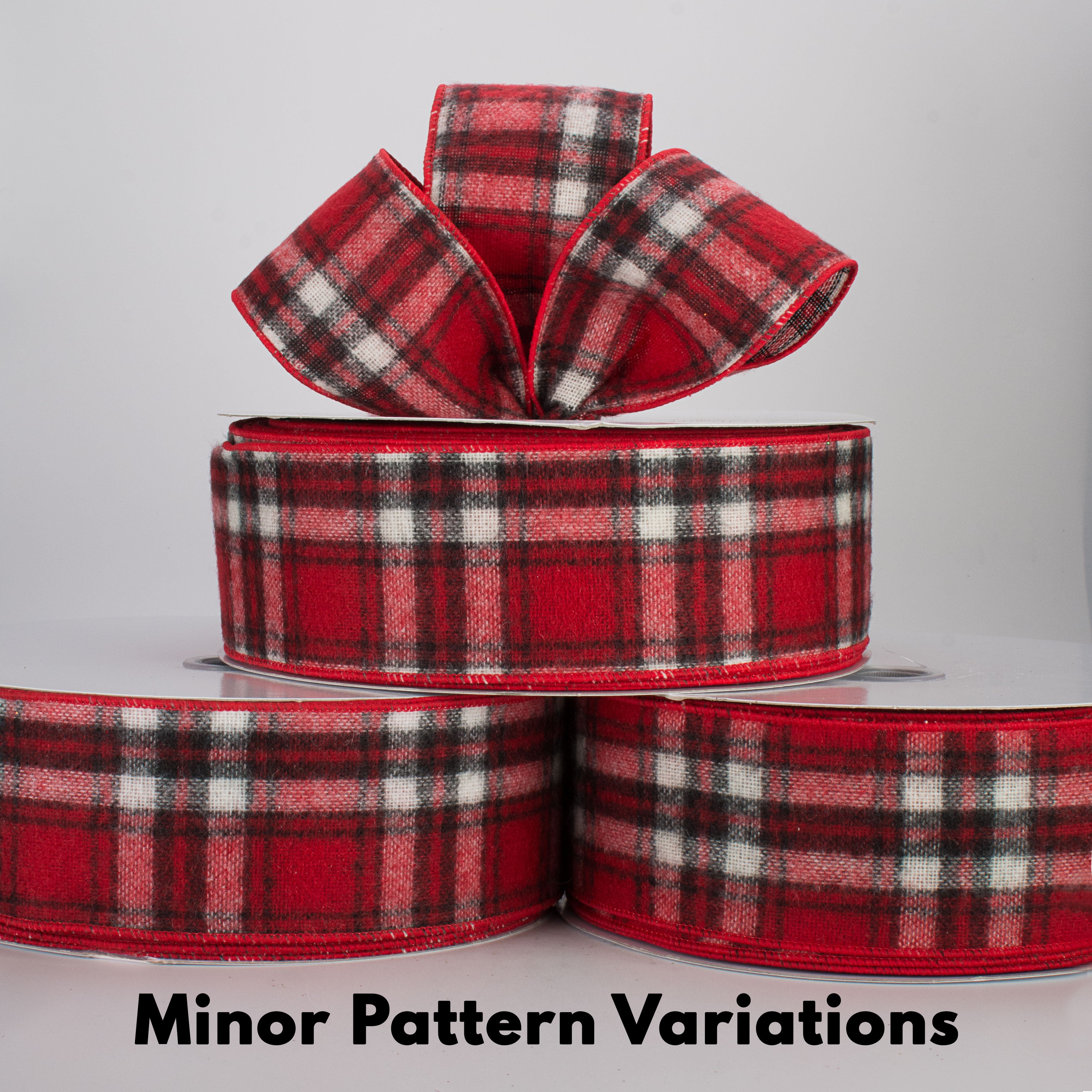 2.5" Fuzzy Flannel Plaid Ribbon: Red (50 Yards) Lifestyle Photo