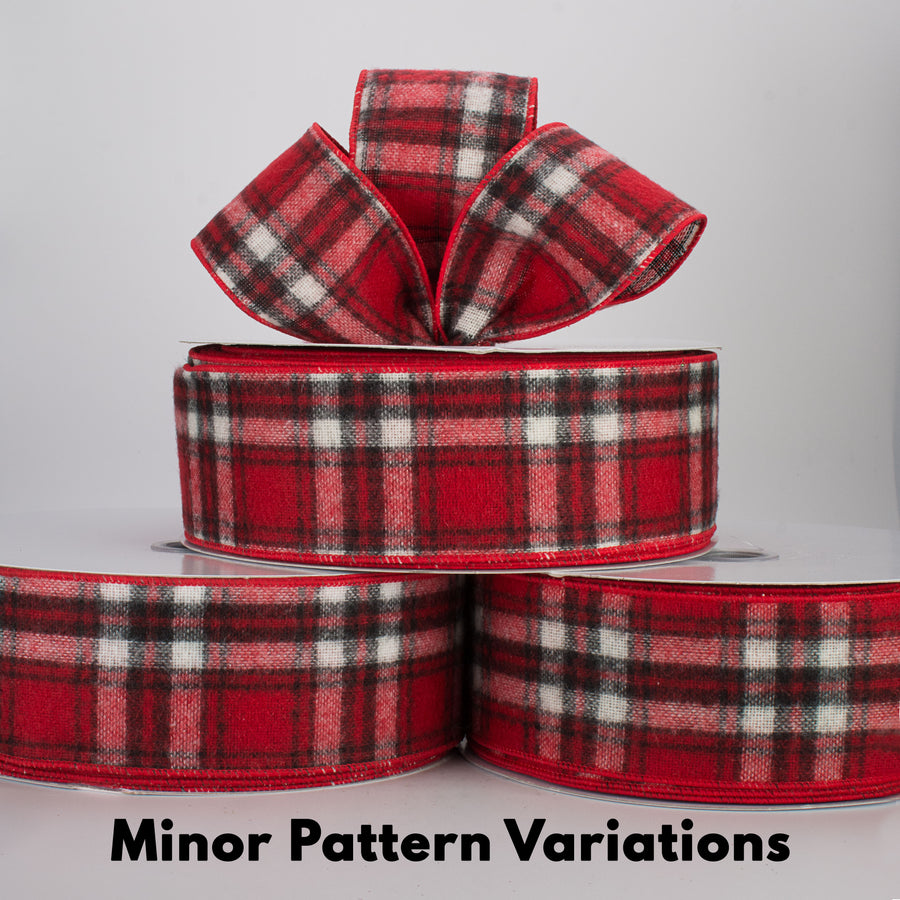 2.5" Fuzzy Flannel Plaid Ribbon: Red (50 Yards) Lifestyle Photo