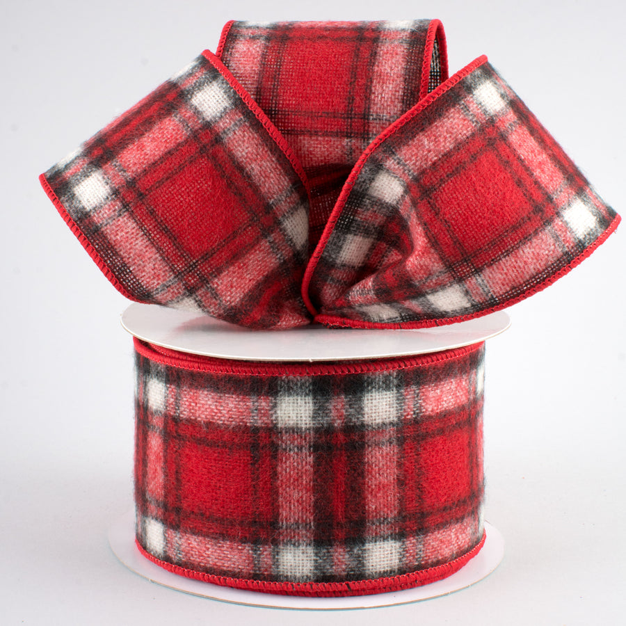 2.5" Fuzzy Flannel Plaid Ribbon: Red (10 Yards) Lifestyle Photo