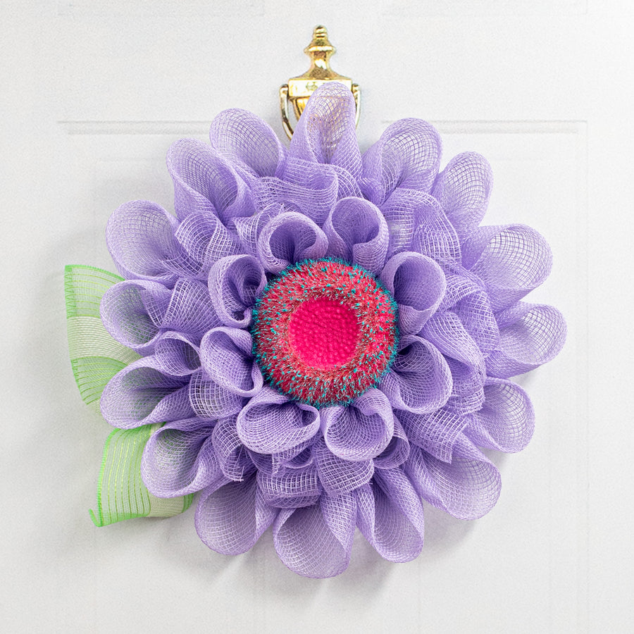 6.25" Fuzzy Flower Head: Fuchsia & Turquoise Lifestyle Photo