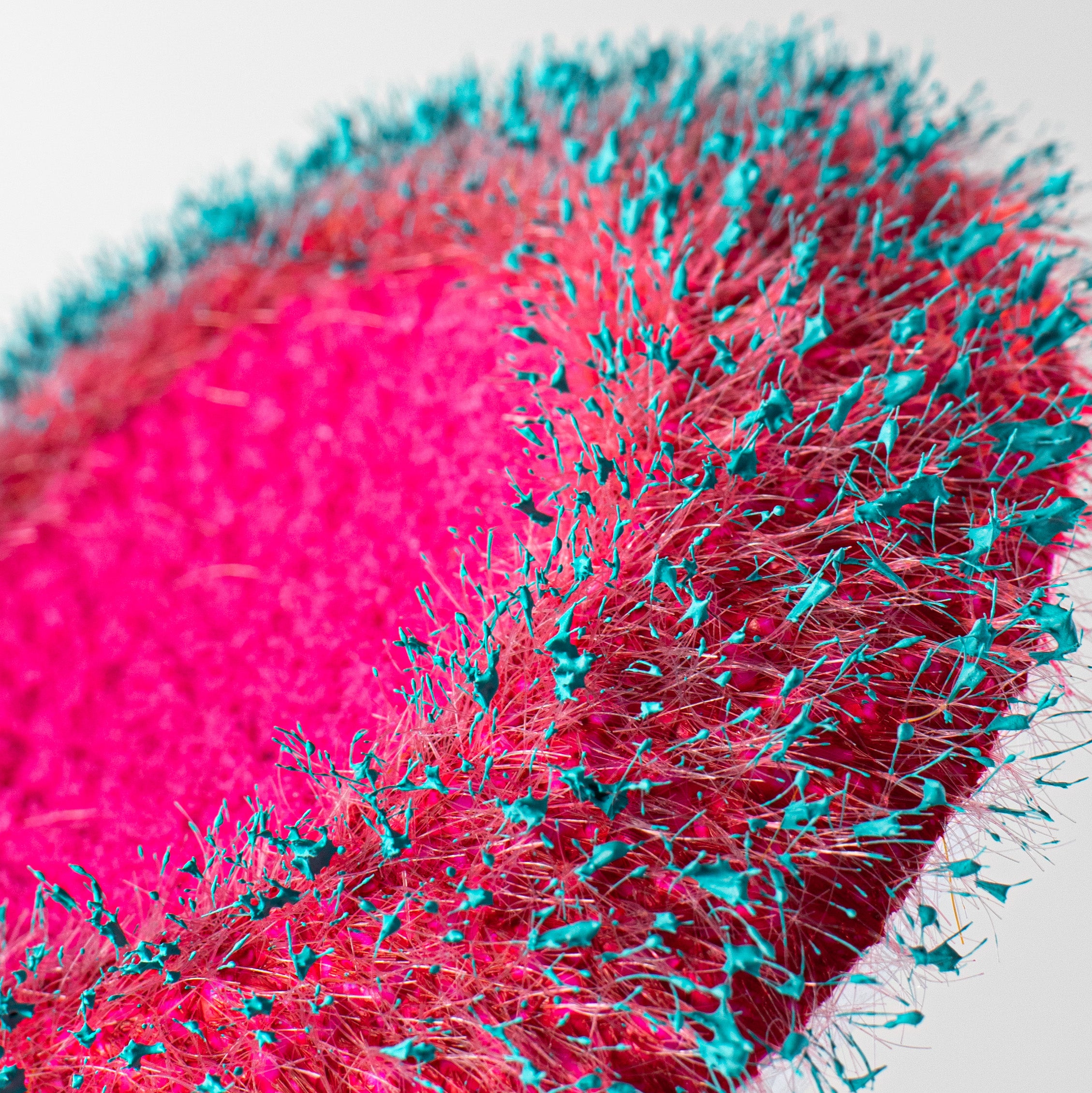 6.25" Fuzzy Flower Head: Fuchsia & Turquoise detail photo 3