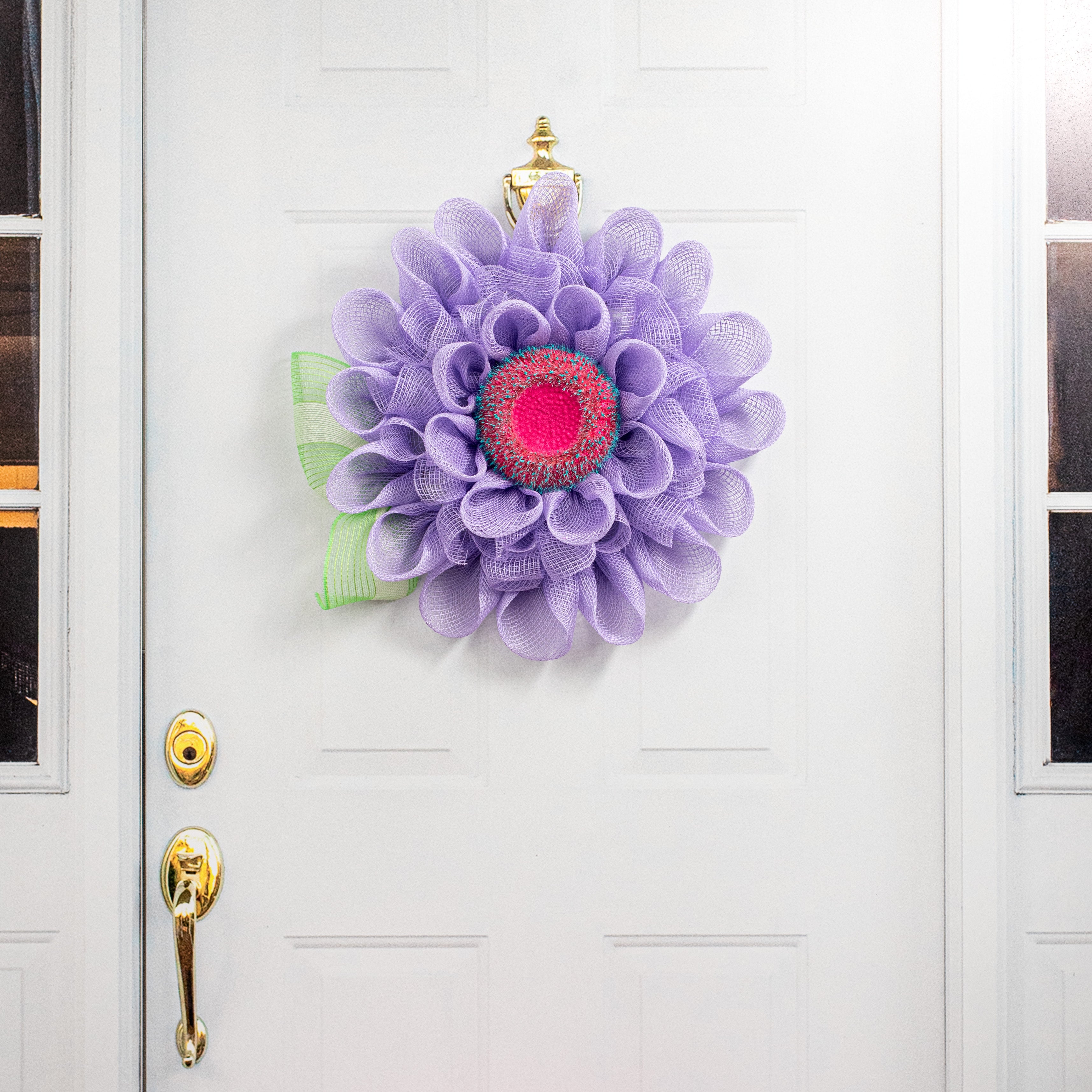 6.25" Fuzzy Flower Head: Fuchsia & Turquoise detail photo 4