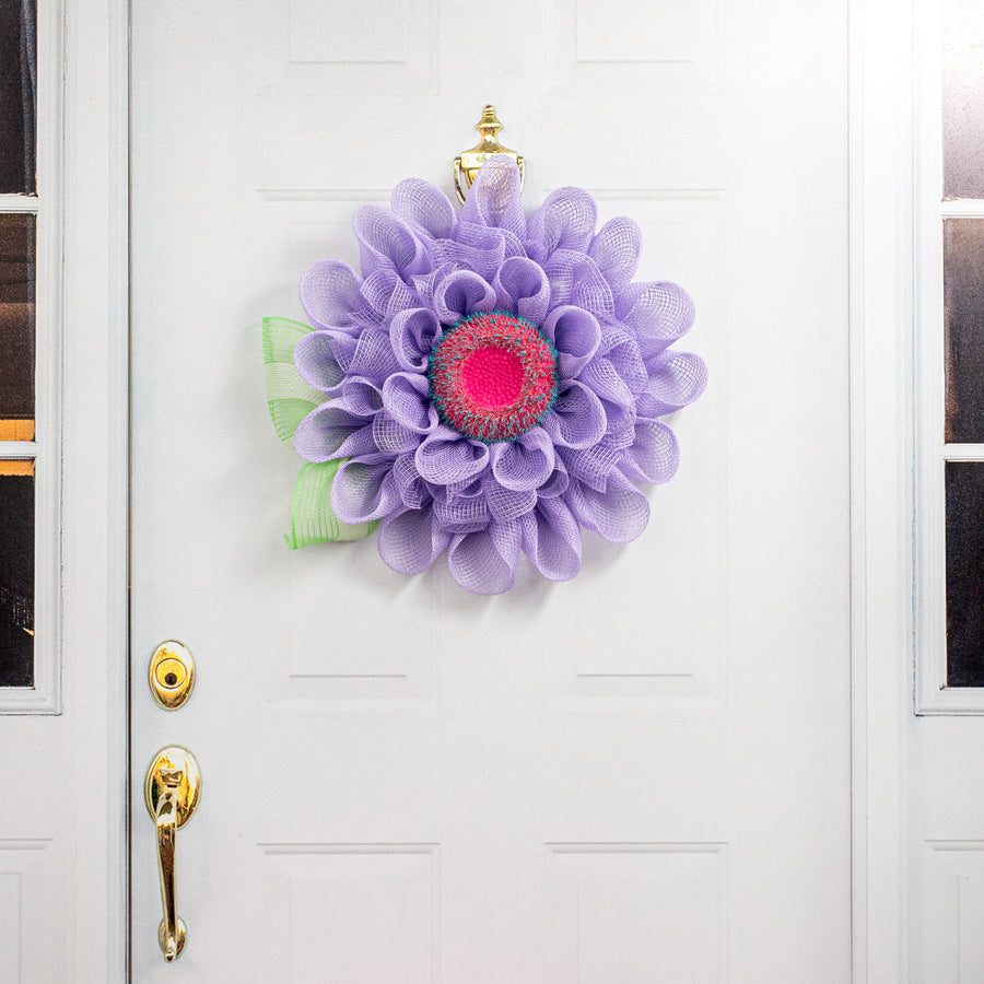 6.25" Fuzzy Flower Head: Fuchsia & Turquoise detail photo 4