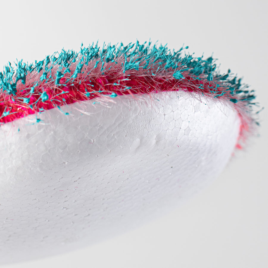 6.25" Fuzzy Flower Head: Fuchsia & Turquoise detail photo 5
