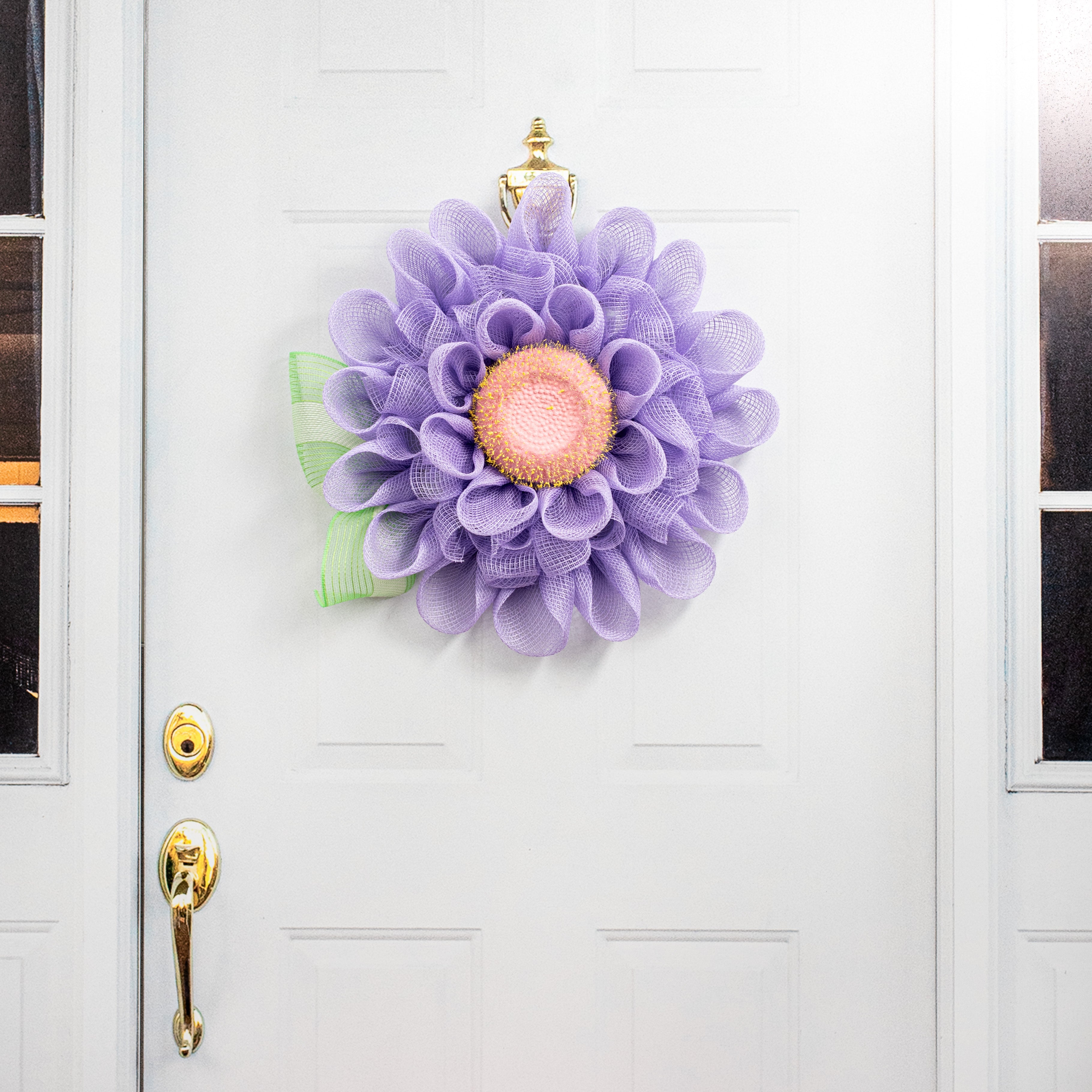 6.25" Fuzzy Flower Head: Light Pink & Yellow detail photo 4