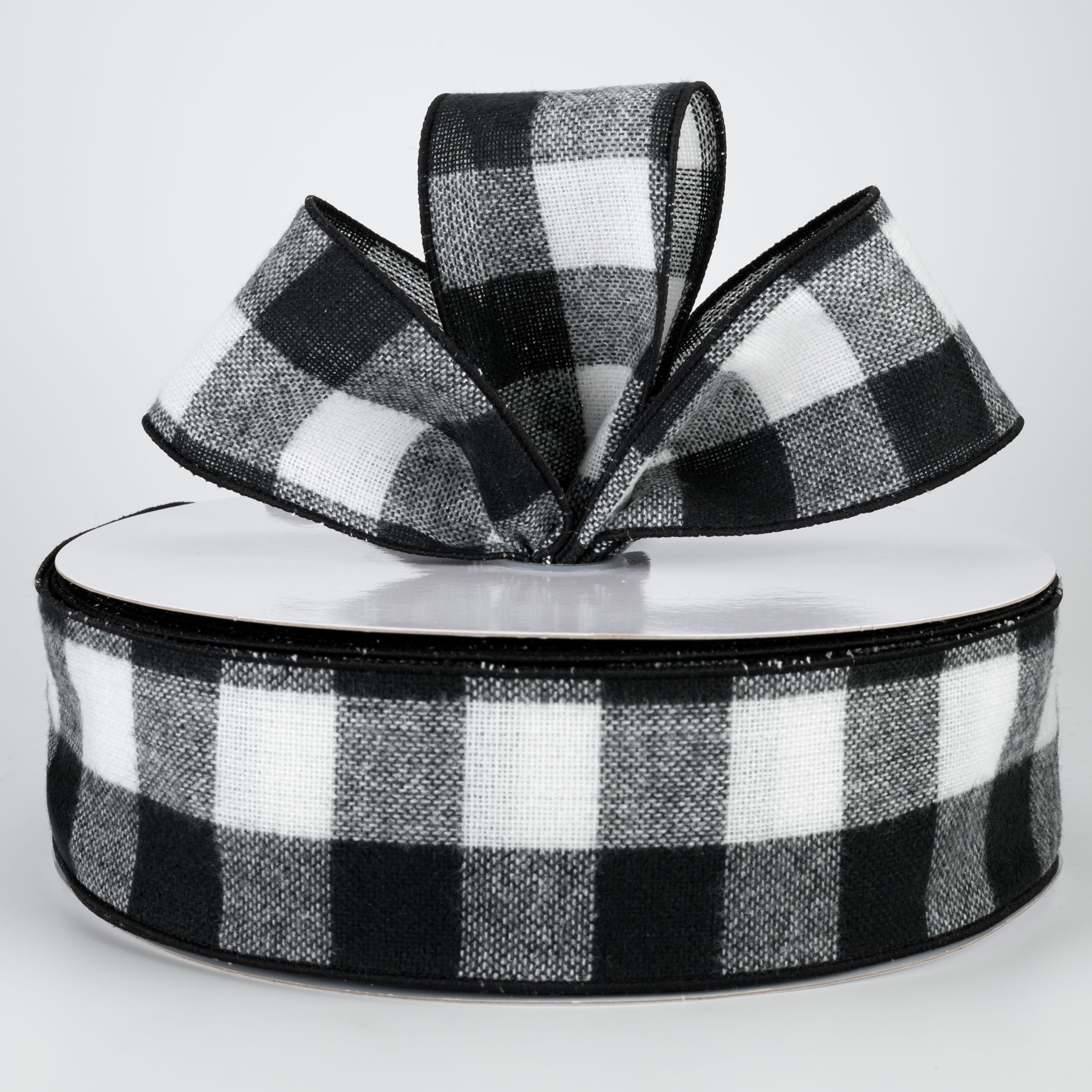 2.5" Fuzzy Large Check Ribbon: Black & White (50 Yards) Lifestyle Photo