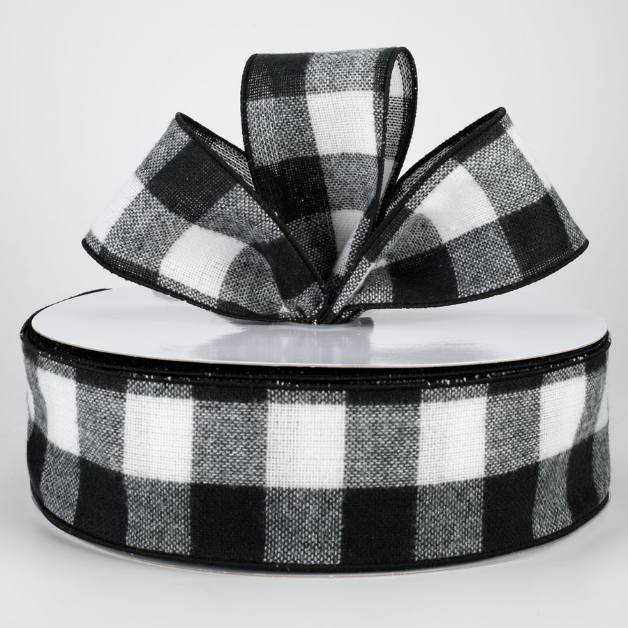 2.5" Fuzzy Large Check Ribbon: Black & White (50 Yards) Lifestyle Photo