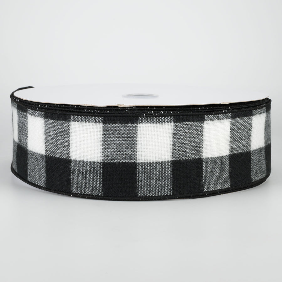 2.5" Fuzzy Large Check Ribbon: Black & White (50 Yards)