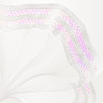 10" Fuzzy & Metallic Border Mesh: White Lifestyle Photo