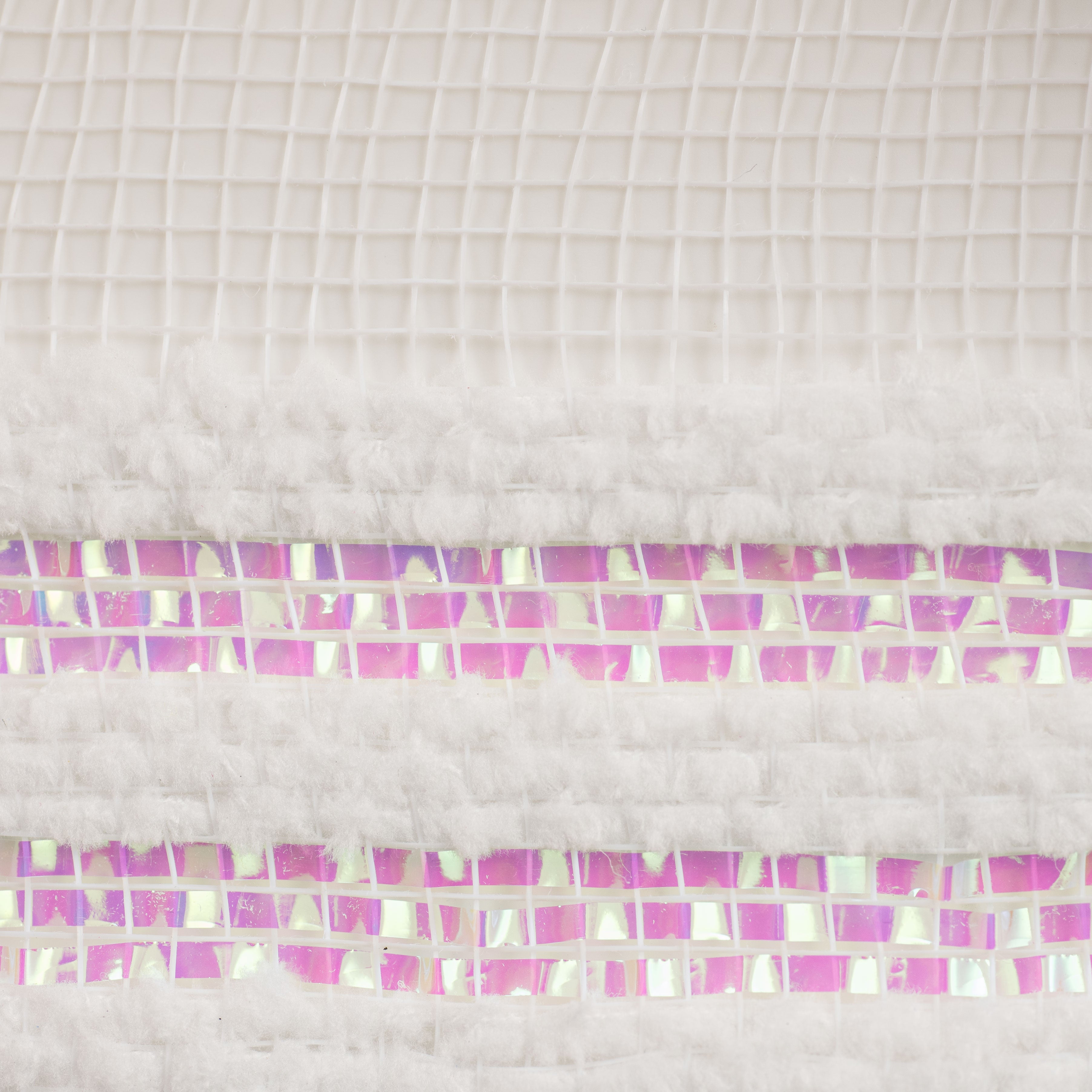 10" Fuzzy & Metallic Border Mesh: White detail photo 3