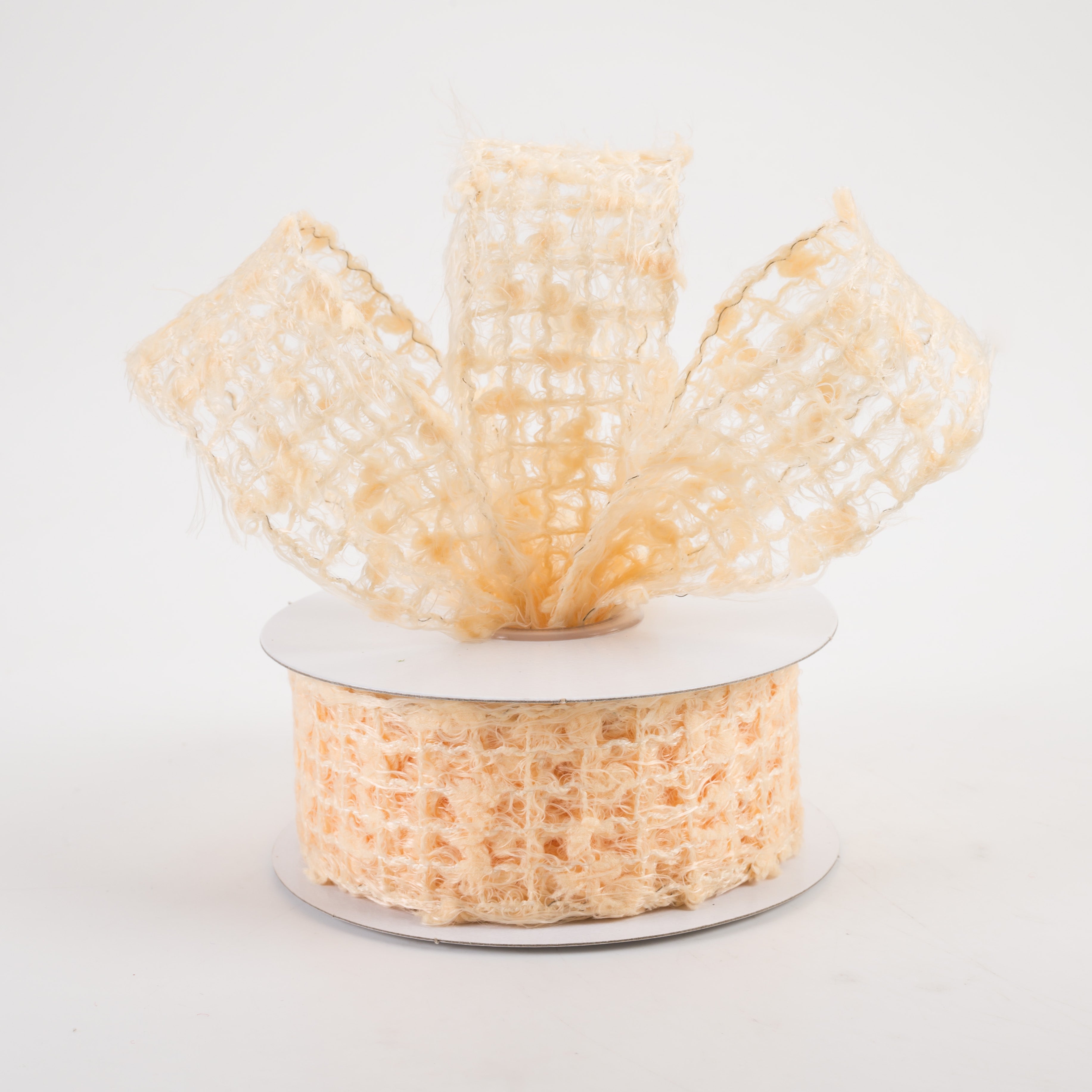 1.5" Fuzzy Open Weave Ribbon: Peach (10 Yards) Lifestyle Photo