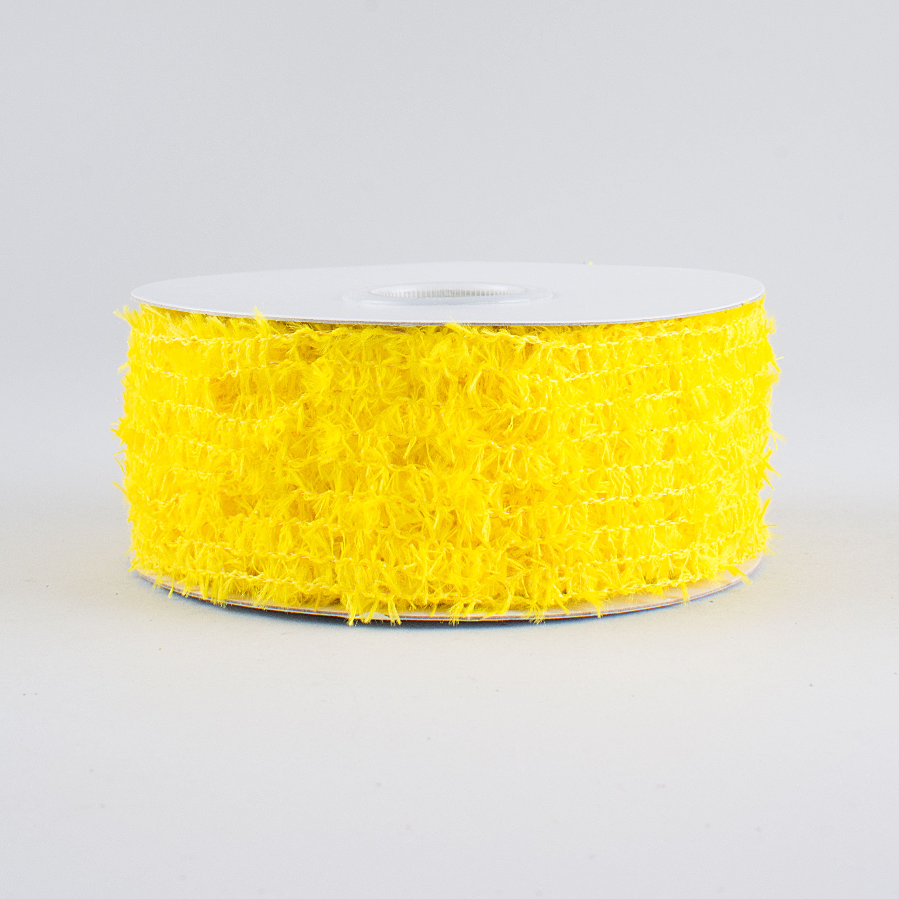1.5" Fuzzy Open Weave Ribbon: Yellow (10 Yards)