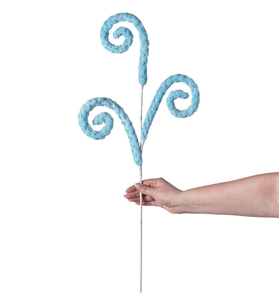 28" Fuzzy Spiral Curly Spray: Blue detail photo 3