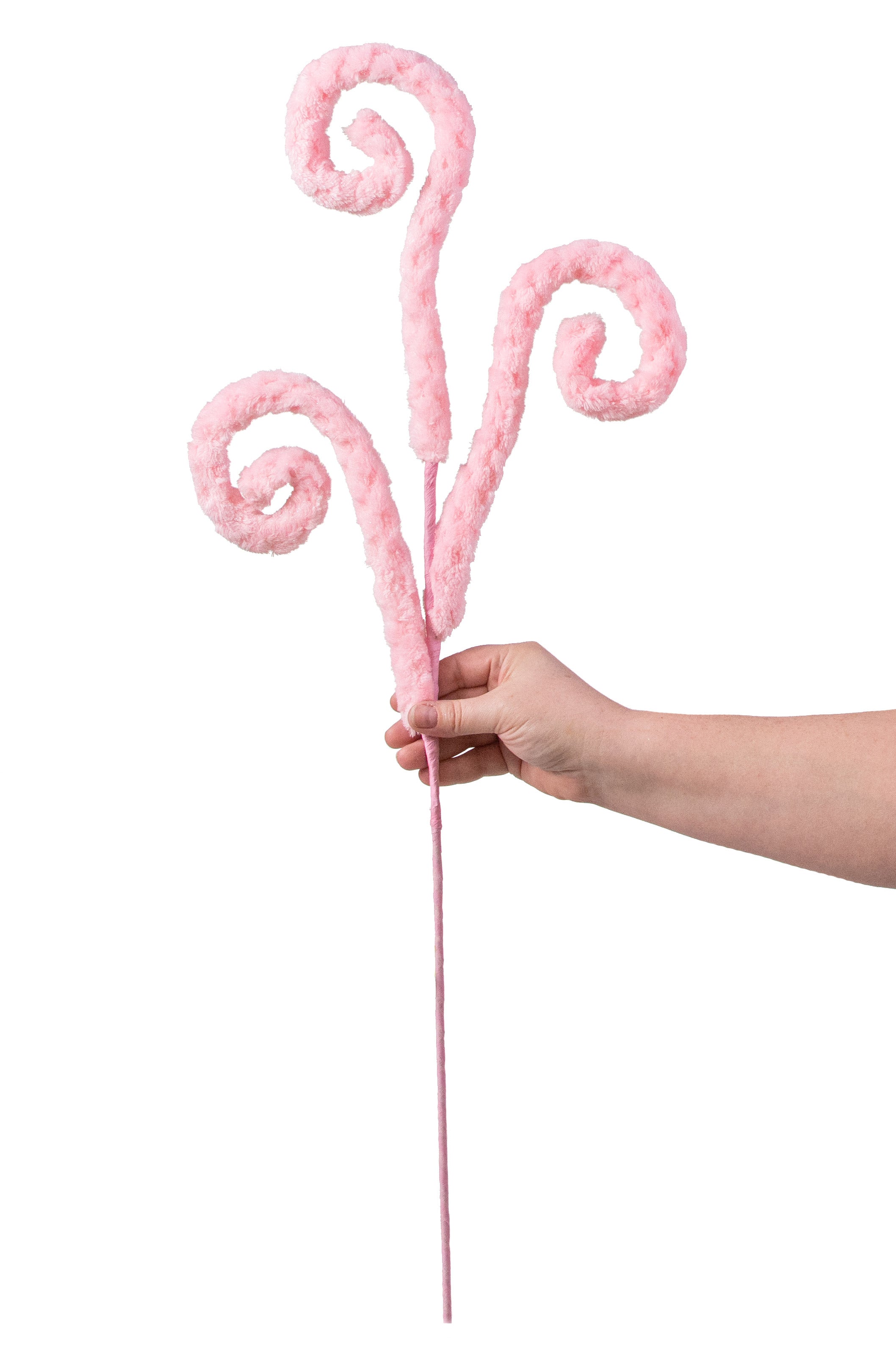 28" Fuzzy Spiral Curly Spray: Pink detail photo 3