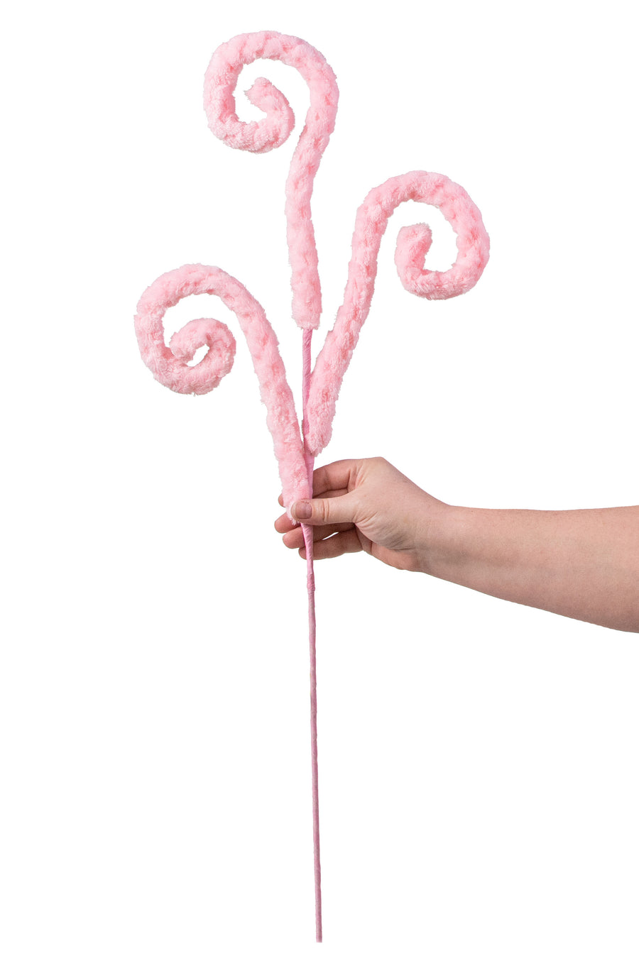28" Fuzzy Spiral Curly Spray: Pink detail photo 3