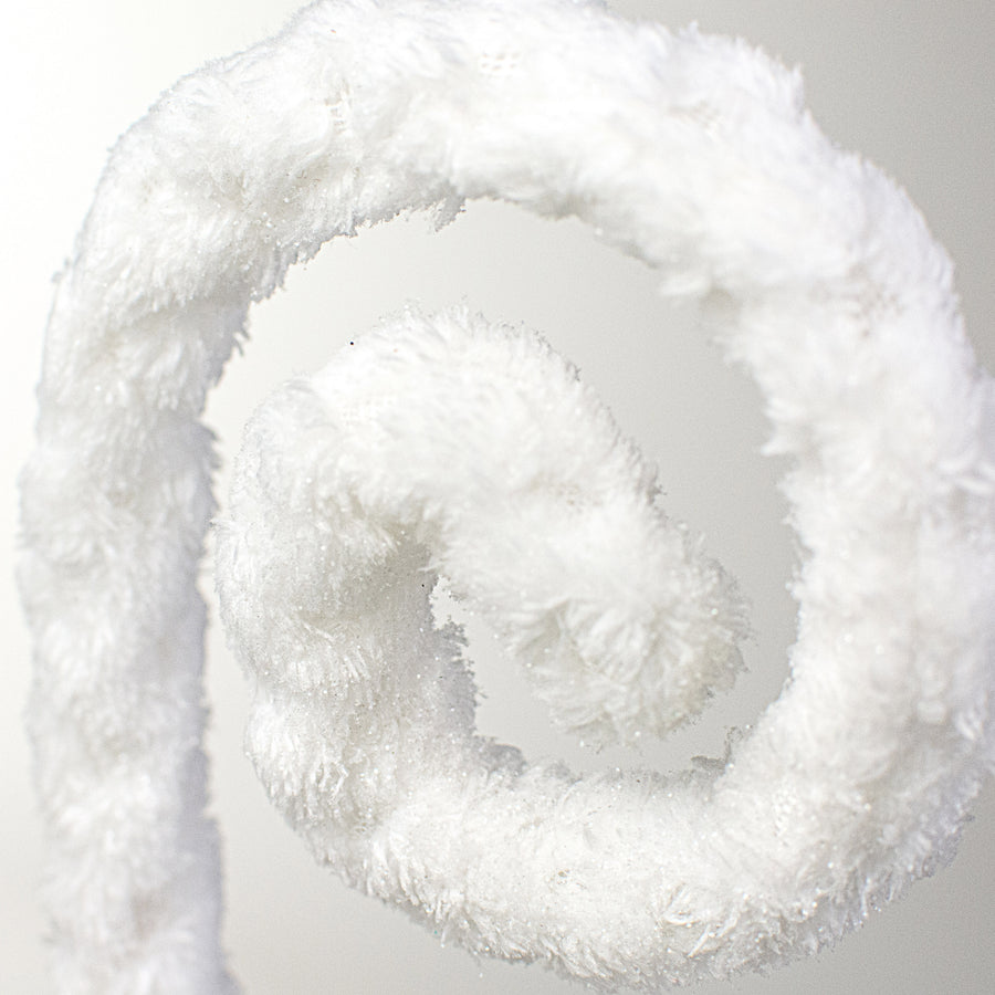 28" Fuzzy Spiral Curly Spray: White Lifestyle Photo
