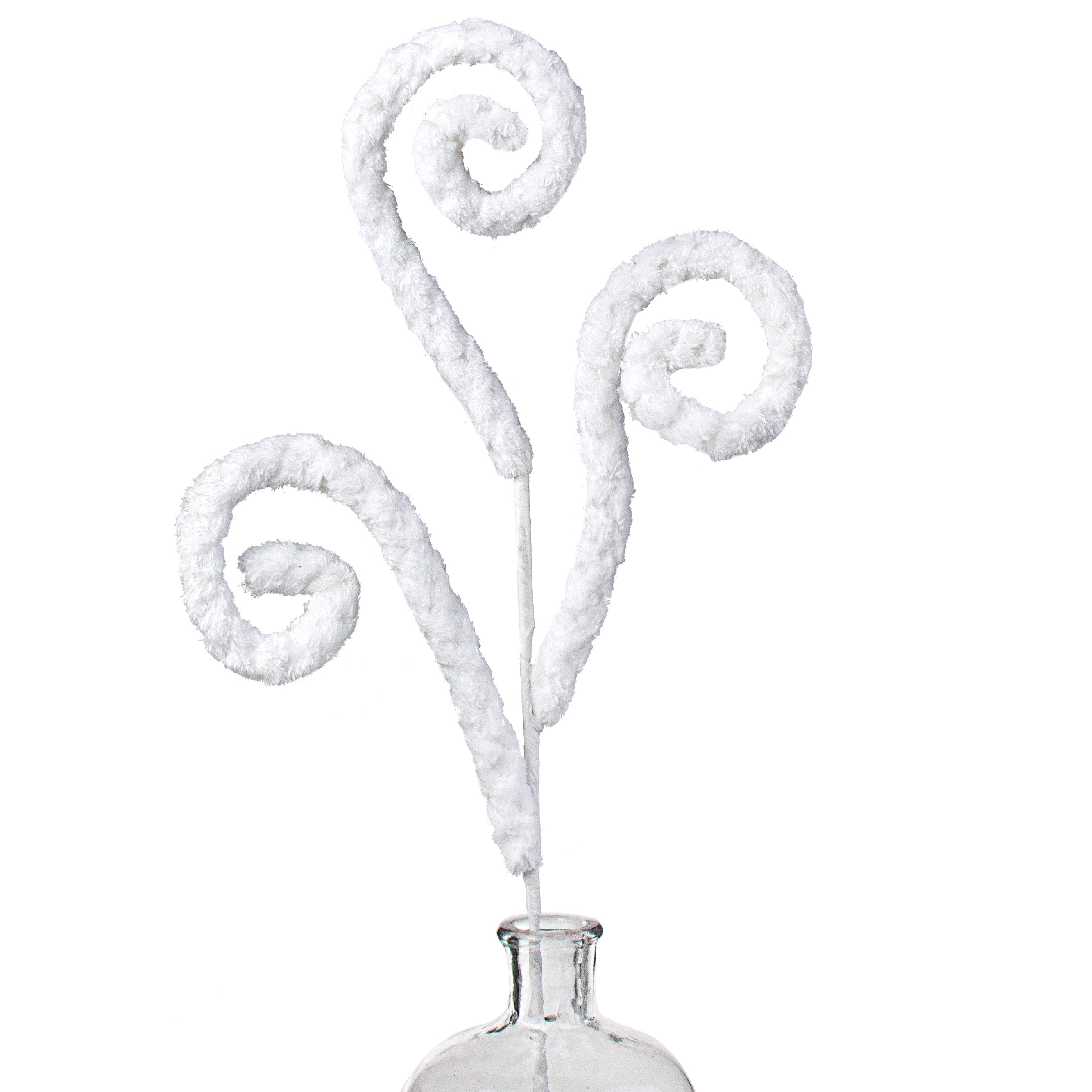 28" Fuzzy Spiral Curly Spray: White Item Number: 85405WT