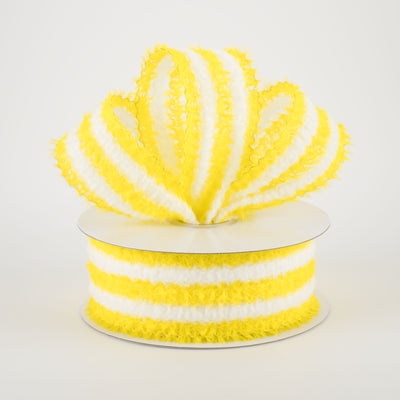 1.5" Fuzzy Stripes Ribbon: Yellow & White (10 Yards) Lifestyle Photo