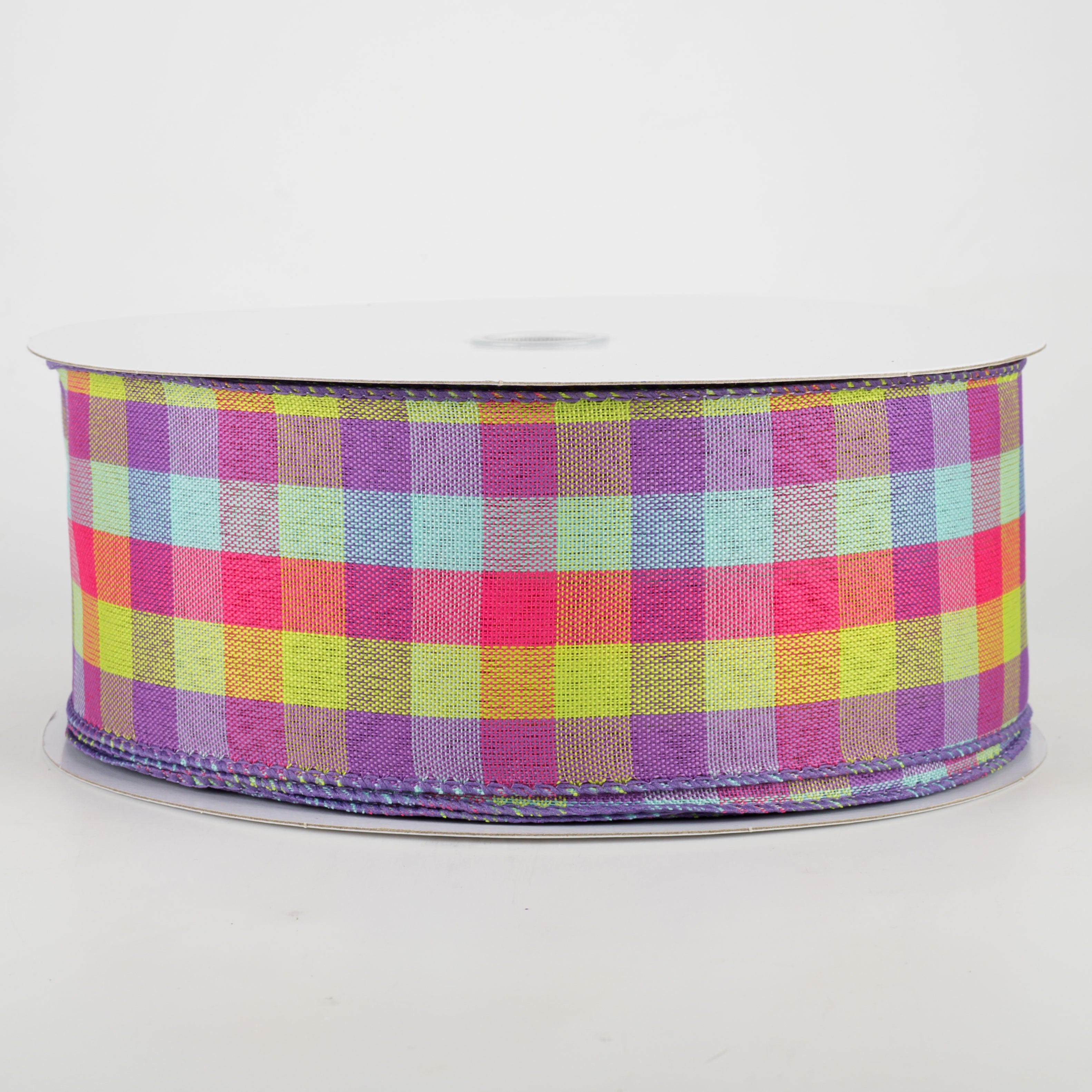 2.5" Garden Check Ribbon: Fuchsia, Purple, Lime (50 Yards)