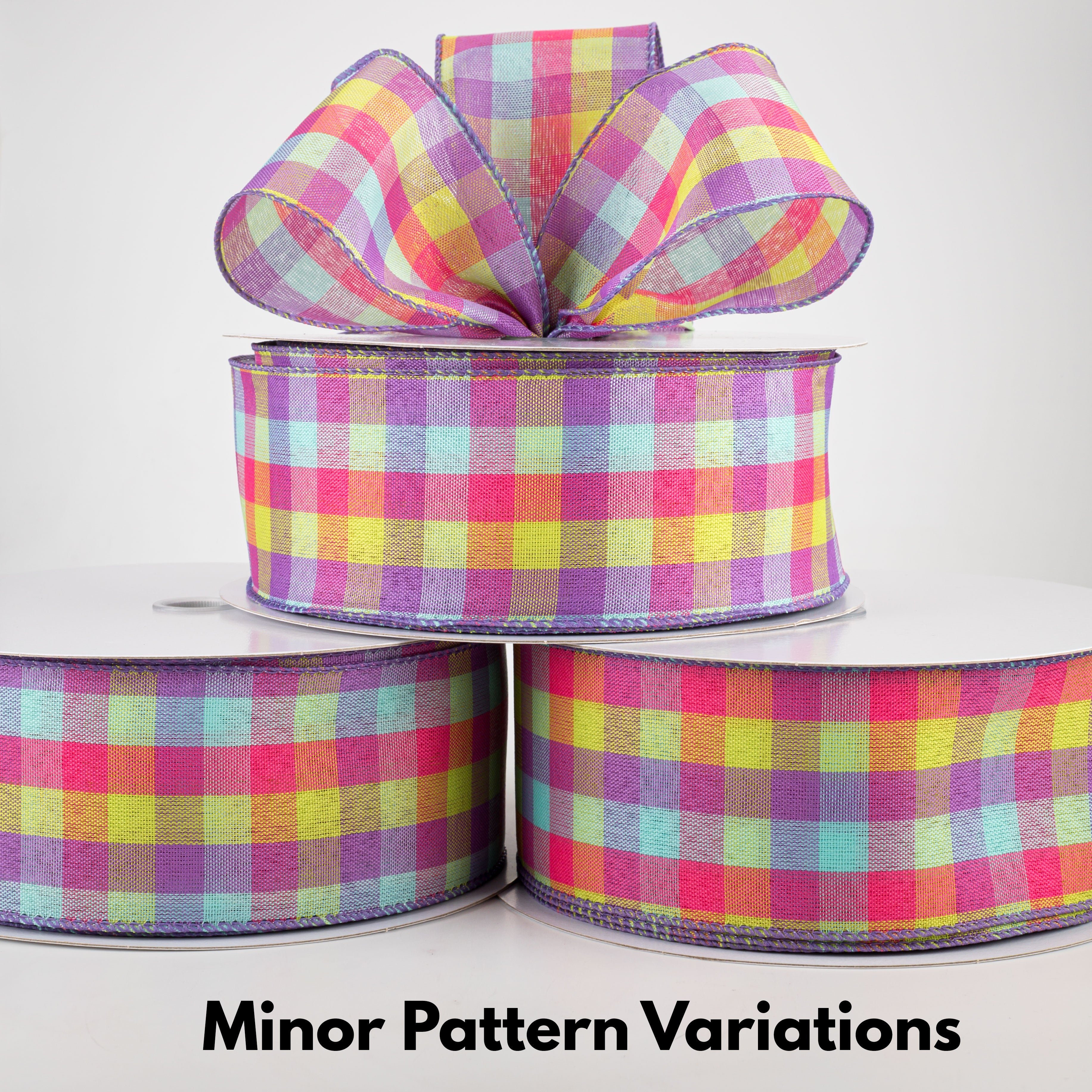 2.5" Garden Check Ribbon: Fuchsia, Purple, Lime (50 Yards) Lifestyle Photo