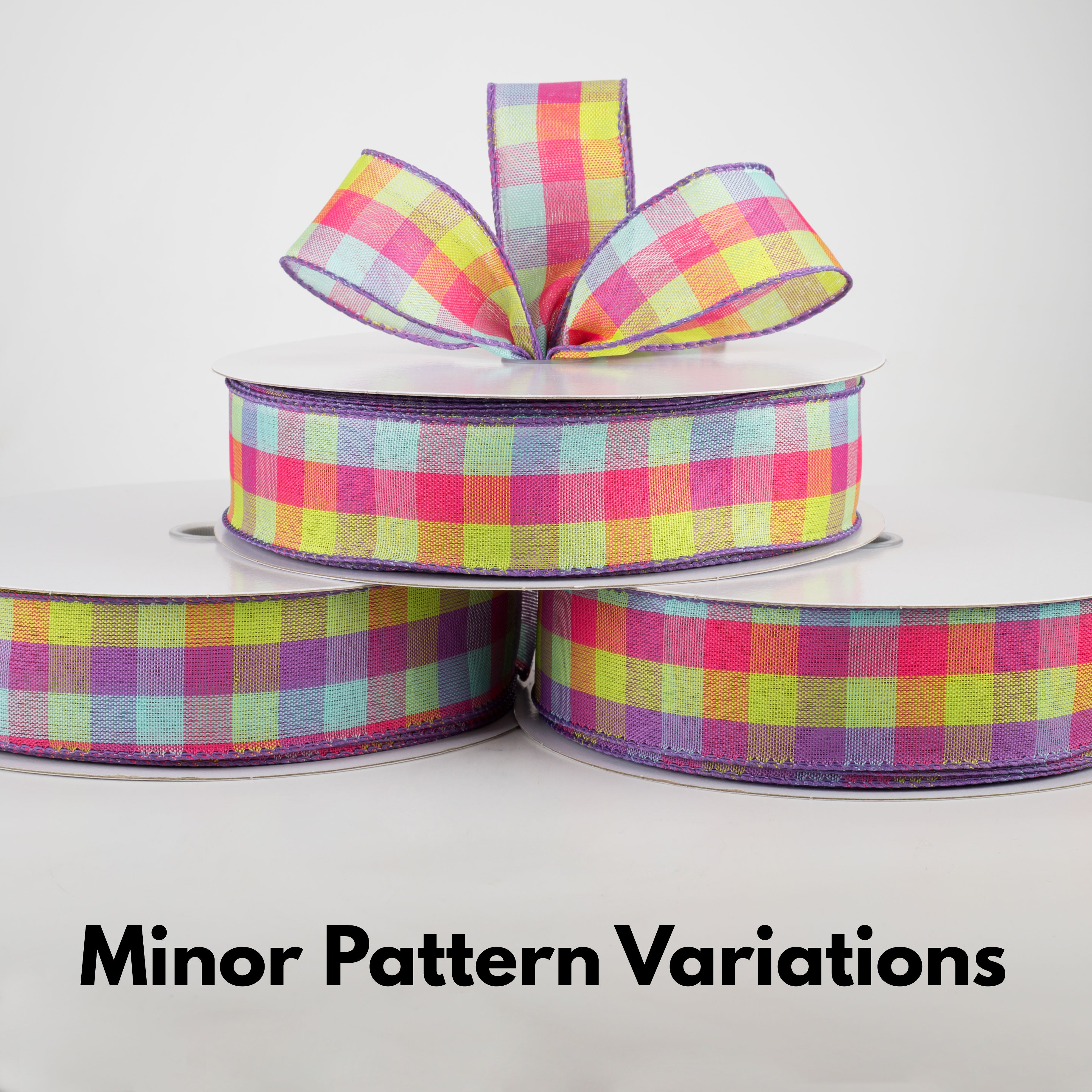 1.5" Garden Check Ribbon: Fuchsia, Purple, Lime (50 Yards) Lifestyle Photo