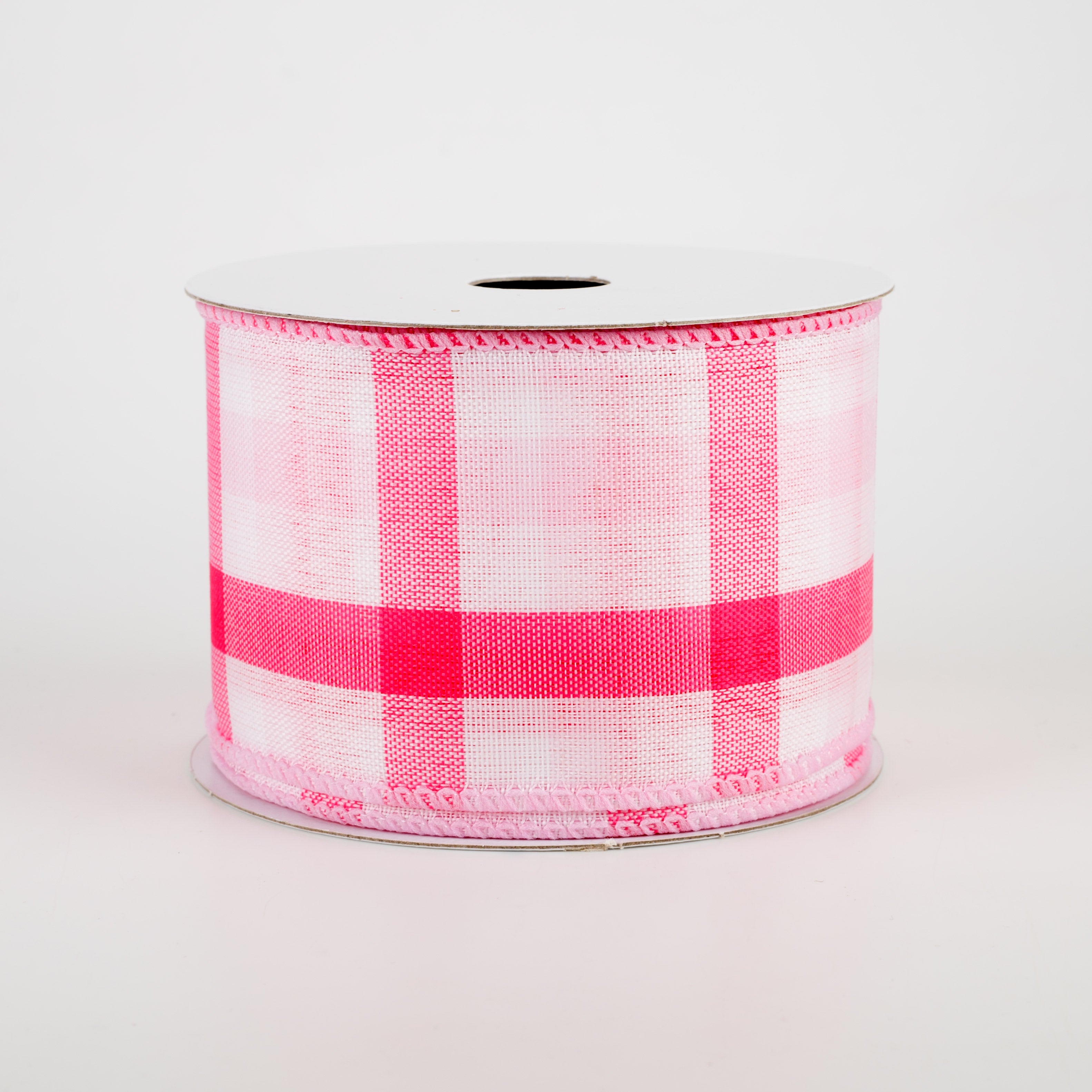 2.5" Garden Check Ribbon: Fuschia, Pink, White (10 Yards) Item Number: 41111-40-03