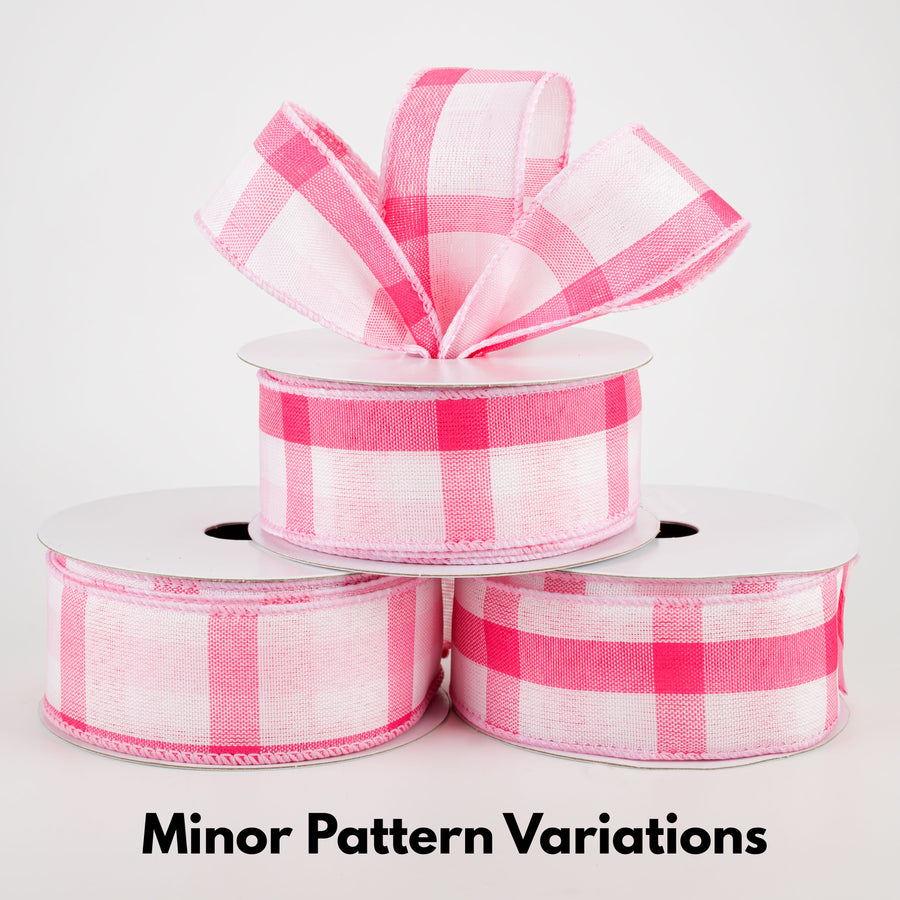 1.5" Garden Check Ribbon: Fuschia, Pink, White (10 Yards) Lifestyle Photo