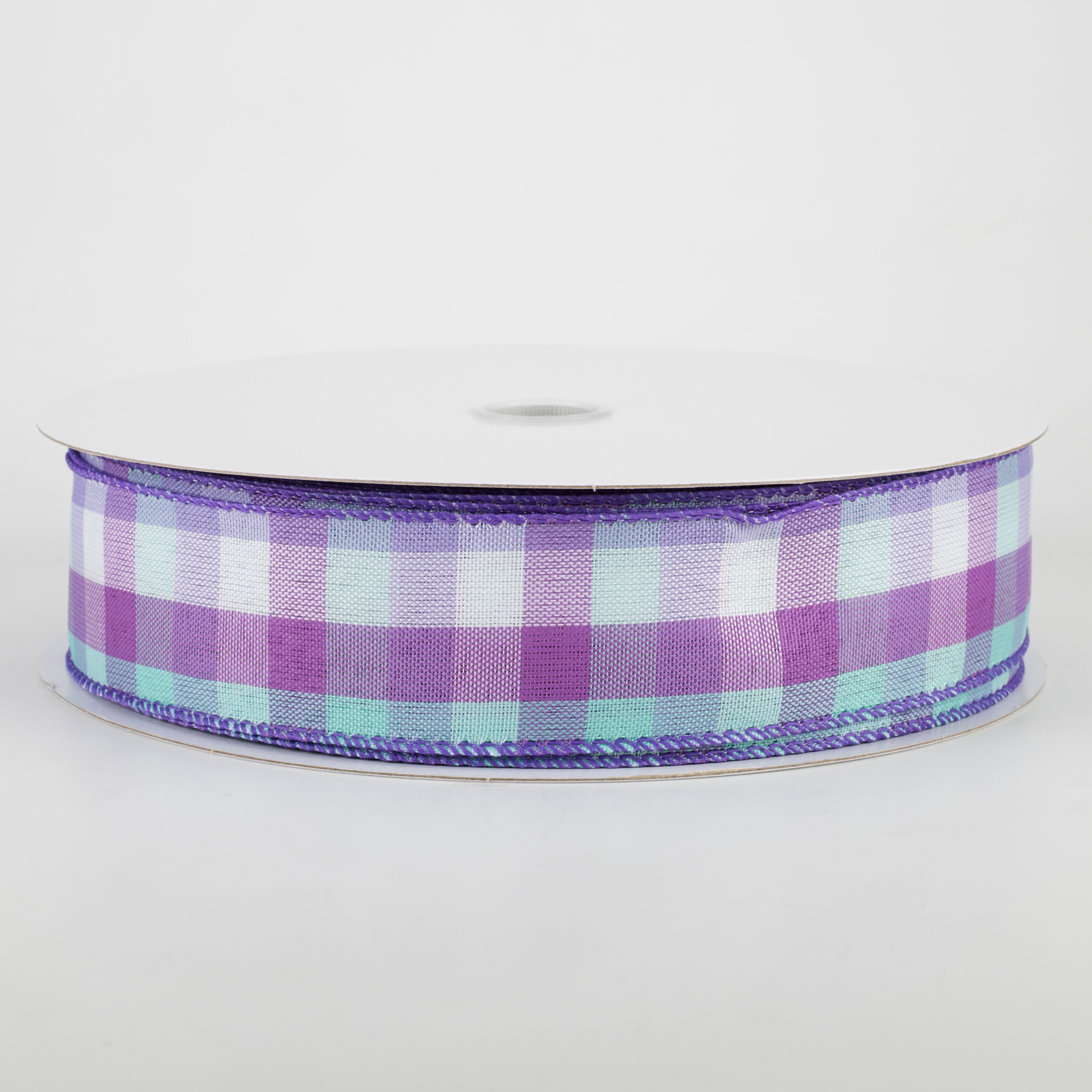 1.5" Garden Check Ribbon: Purple, Teal, White (50 Yards) Item Number: 841-09-136