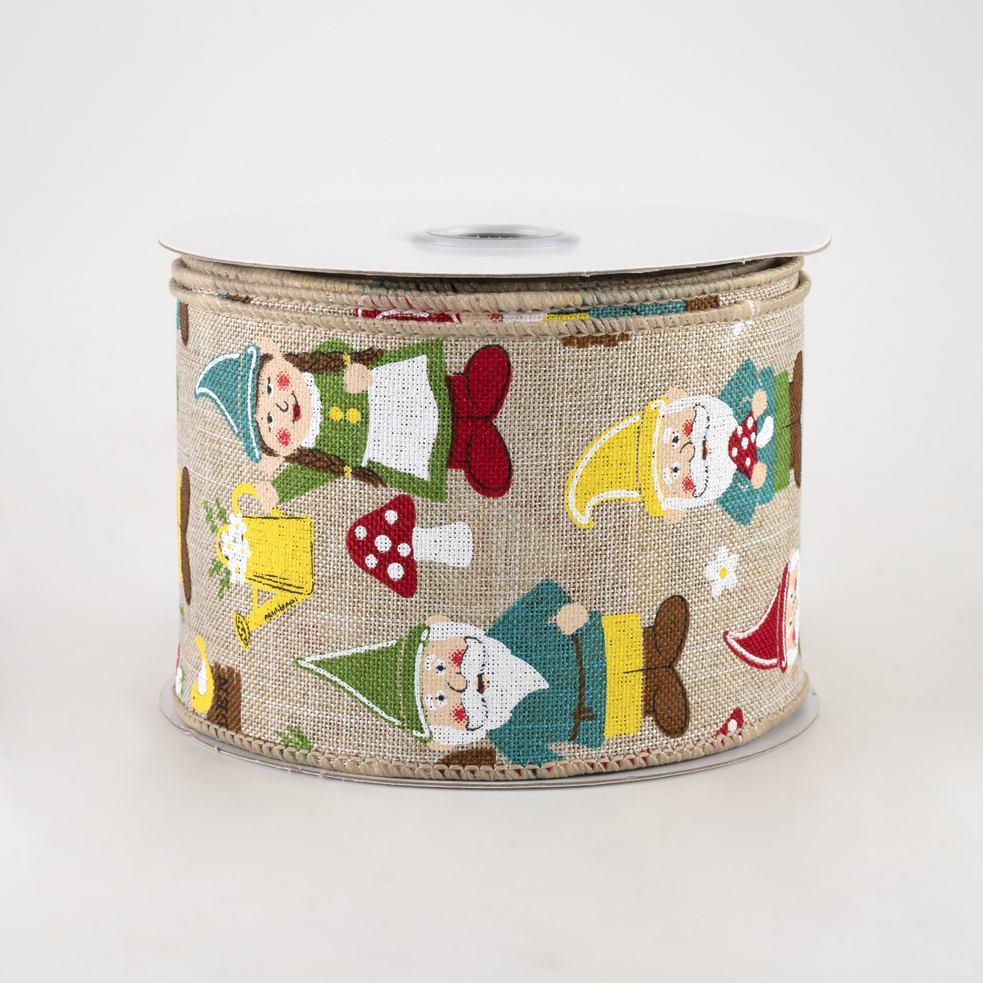 2.5" Garden Gnomes Ribbon: Light Natural (10 Yards)