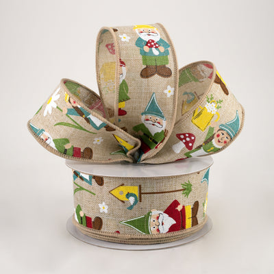 1.5" Garden Gnomes Ribbon: Light Natural (10 Yards) Lifestyle Photo
