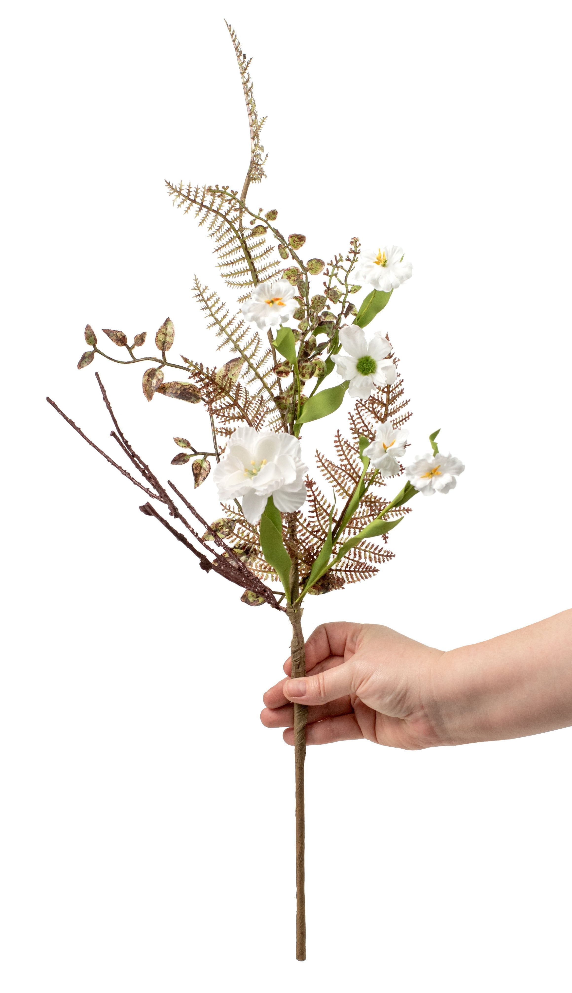 21" Gardenia Fern Mixed Floral Spray detail photo 3
