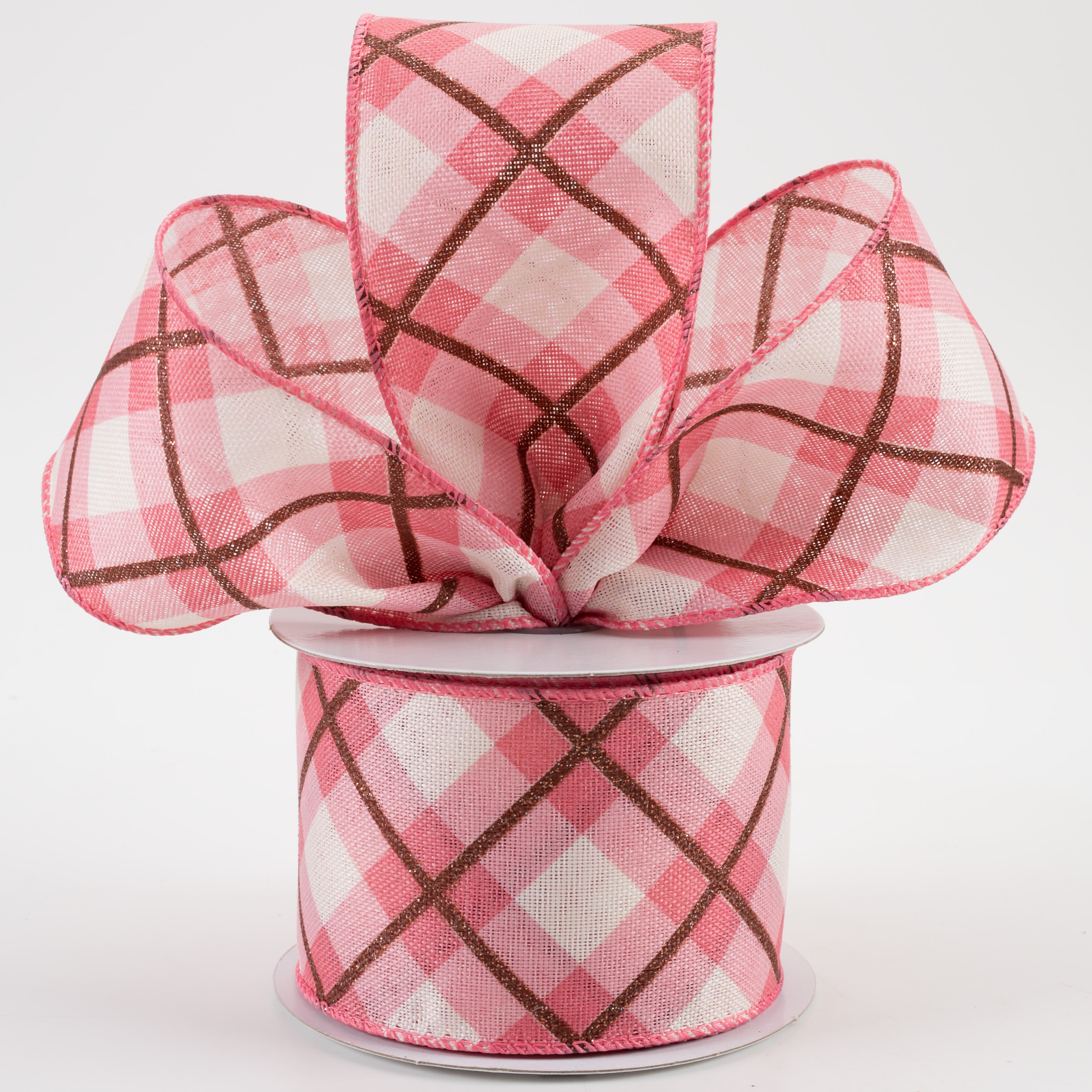 2.5" Georgina Plaid Ribbon: Blush Pink & Mauve (10 Yards) Lifestyle Photo