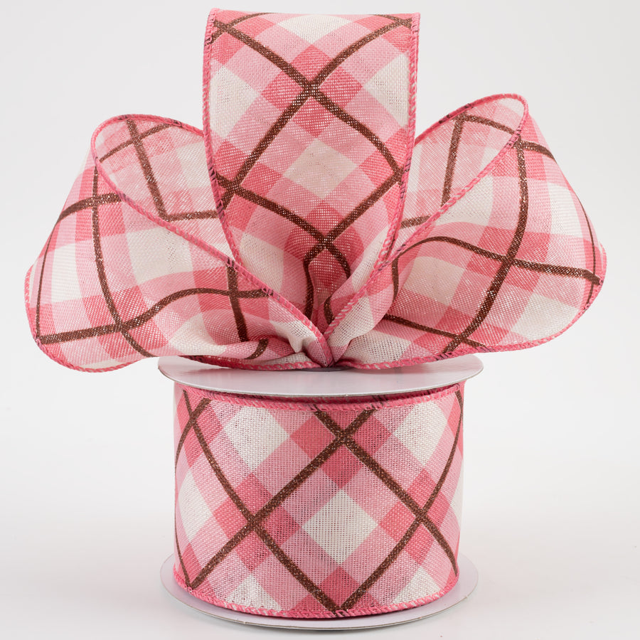 2.5" Georgina Plaid Ribbon: Blush Pink & Mauve (10 Yards) Lifestyle Photo