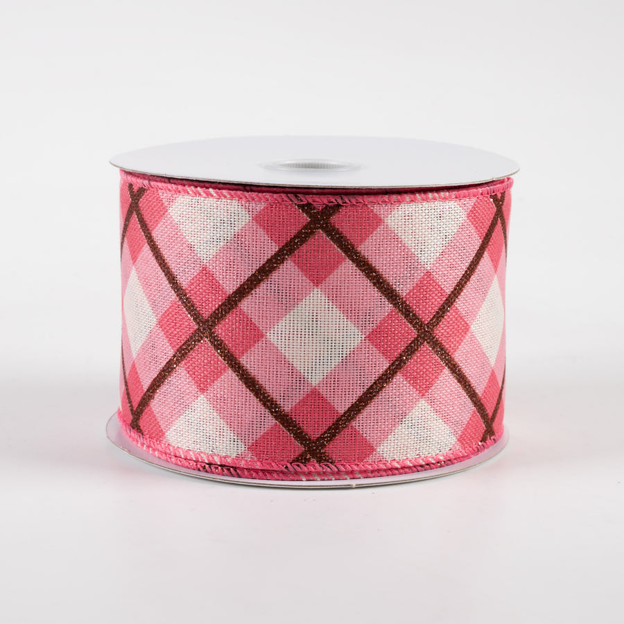 2.5" Georgina Plaid Ribbon: Blush Pink & Mauve (10 Yards)